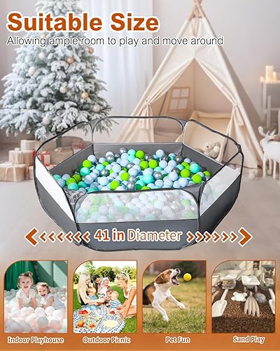 Miniatura 13 de Pozo de bolas plegable para niños pequeños, grandes hoyos de bolas desplegables para niños, tienda de campaña para gatear, corralito para piscina