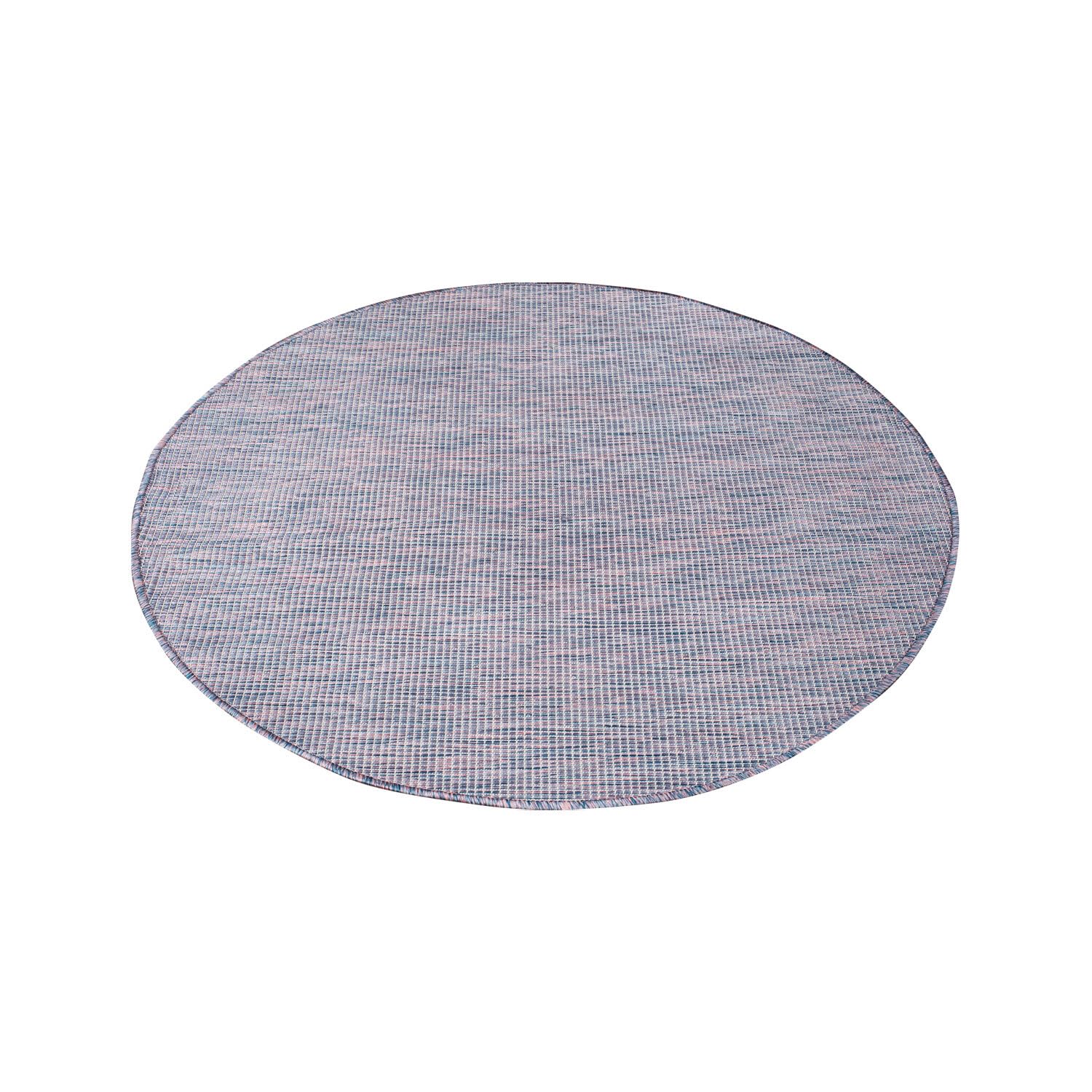carpet city Dywan do użytku na zewnątrz, na taras, odporny na warunki atmosferyczne, okrągły, 200 x 200 cm, niebiesko-różowy melanż, do wnętrz i na zewnątrz, na werandę, do ogrodu, kuchni, łazienki