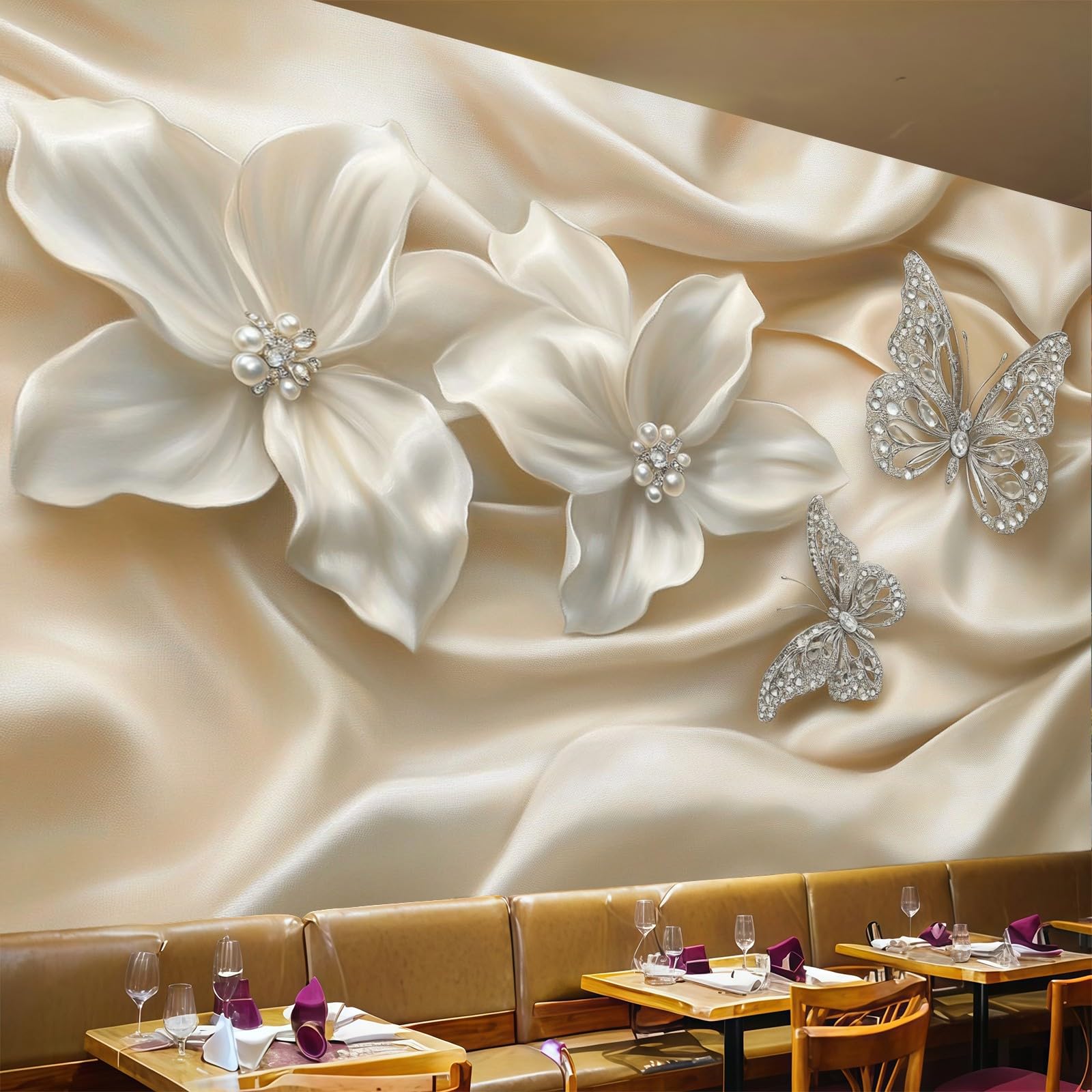 Papier peint 3D intissé lavable et facile à poser pour grand salon