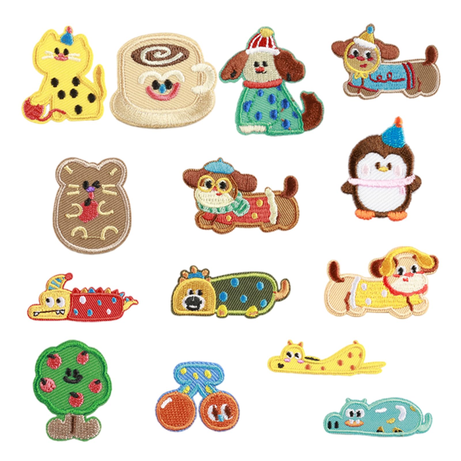 Kalttoy 14 Pcs Cartoon Dogs Embroidery Patches Penguins Sewing Patches for Clothing Decoration and Crafting Projects Cartoon Embroidered