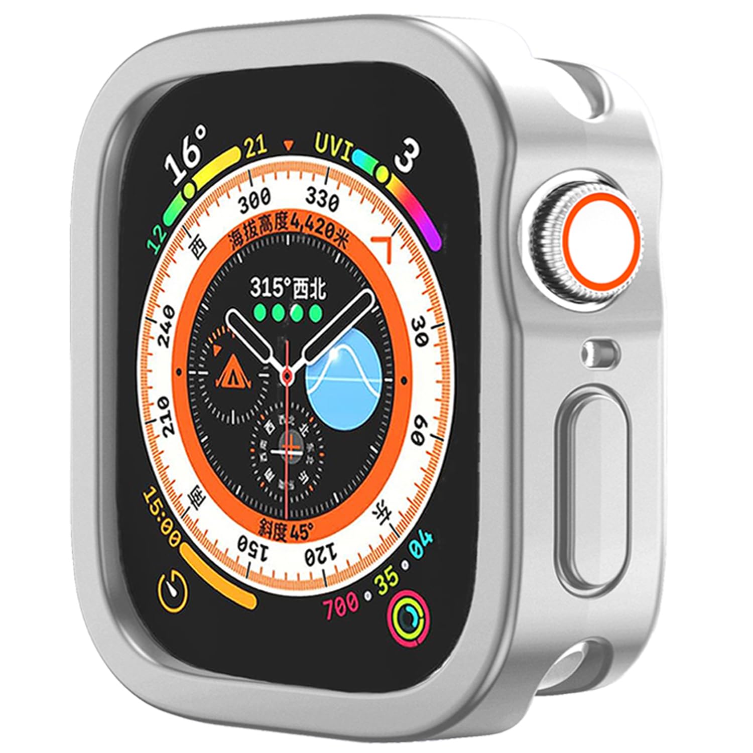 Bumper Case Compatible with Apple Watch Ultra 2 Case 49mm Silicone Bumper Protective Cover for Apple Watch Case Series Watch Ultra (Silver)