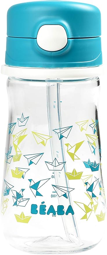 Beaba Tasse Paille Pour Enfants Paille Silicone Anti Eclaboussure 100 Etanche Valve Regulatrice De Debit Bouton Pression Facile A Ouvrir Des 8 Mois 350ml Bleu Amazon Fr Bebe Et Puericulture