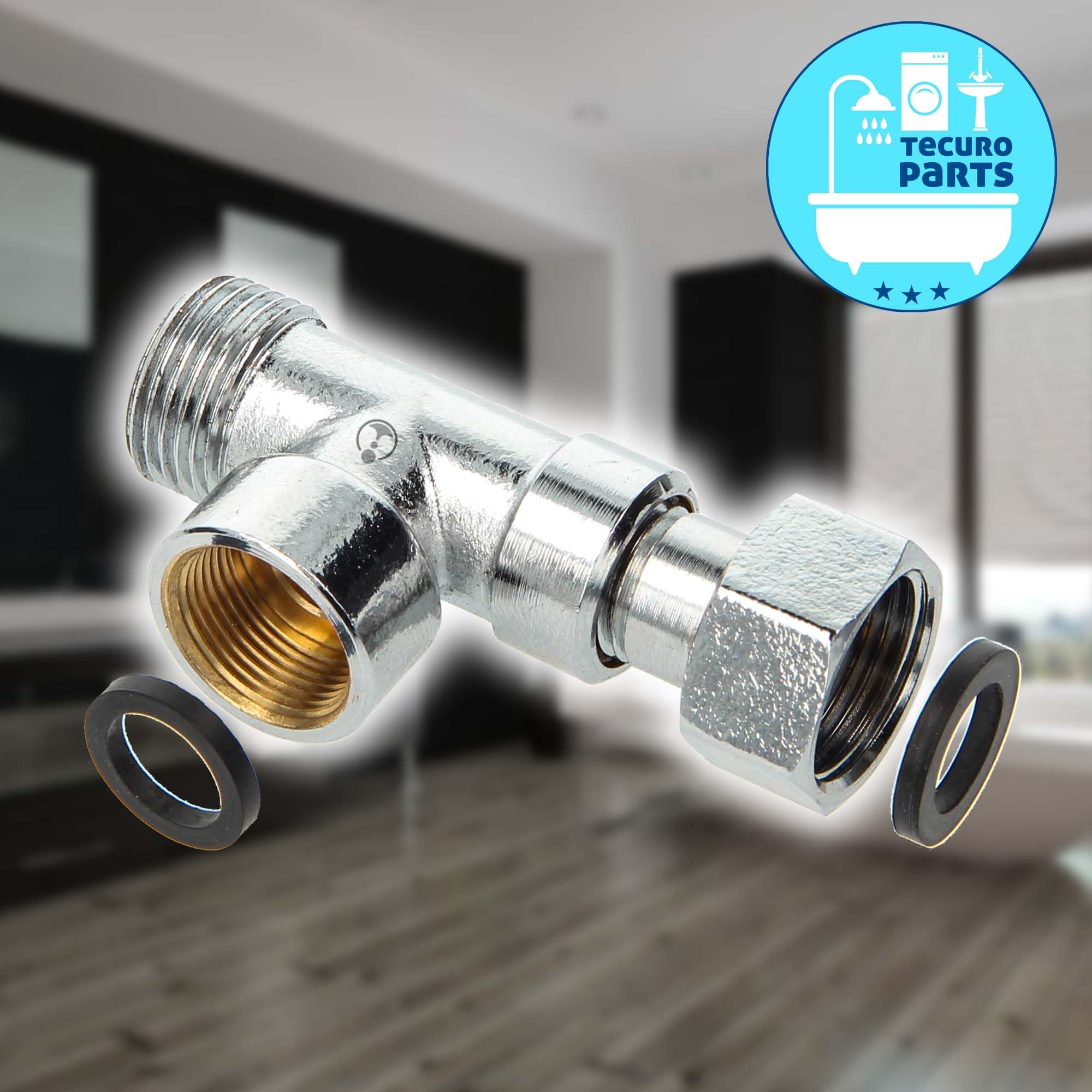 Connettore A T In Ottone Cromato 3/8" - Raccordo Per Valvole Con Guarnizione, Ideale Per Impianti Idraulici