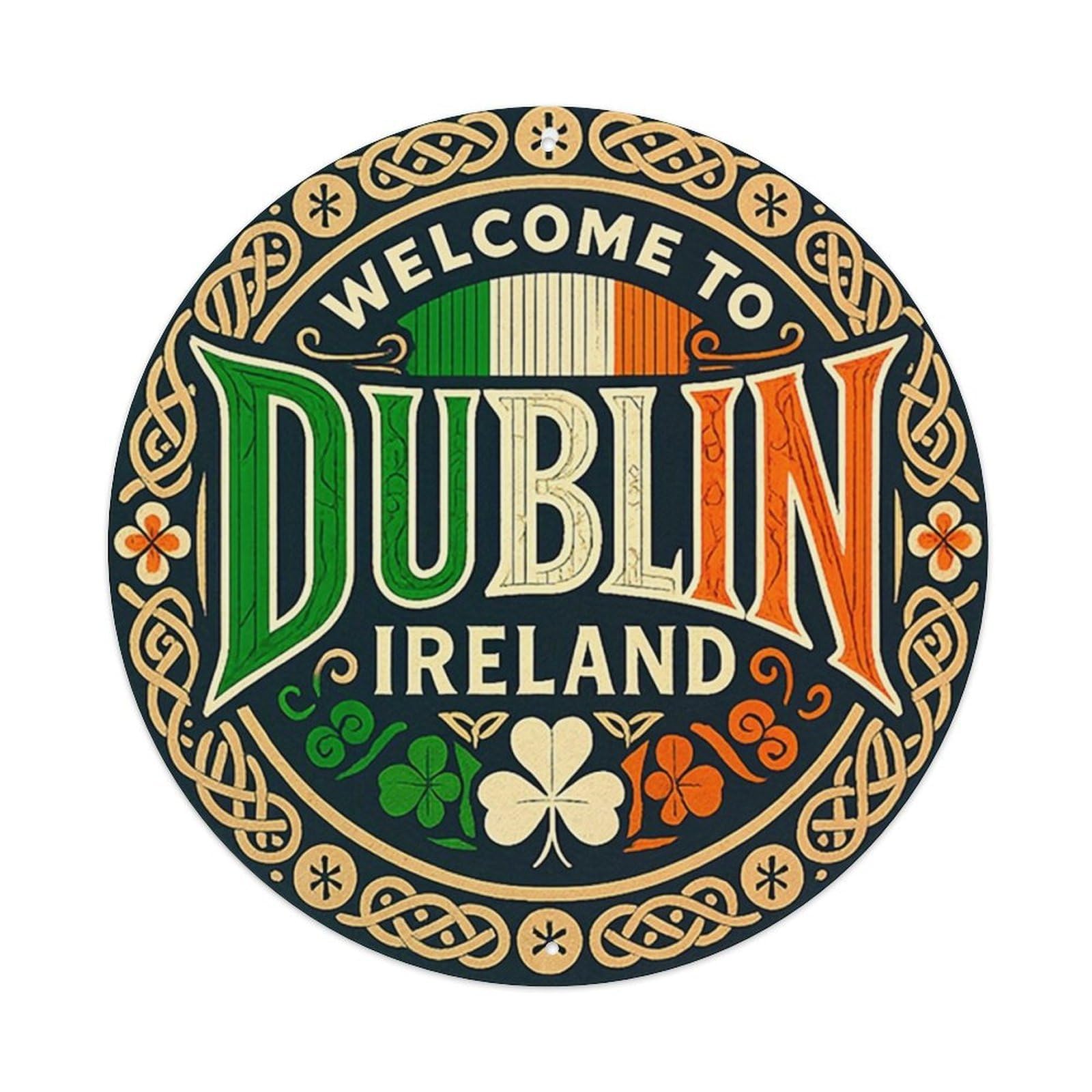Jdyansheng Vintage Welcome To Dublin Ireland Badge Tin Sign Metal Poster Metal Signs For Home Man Cave Bar Cafe Kitchen Laundry Room Wall Decorations 8X8 Inches