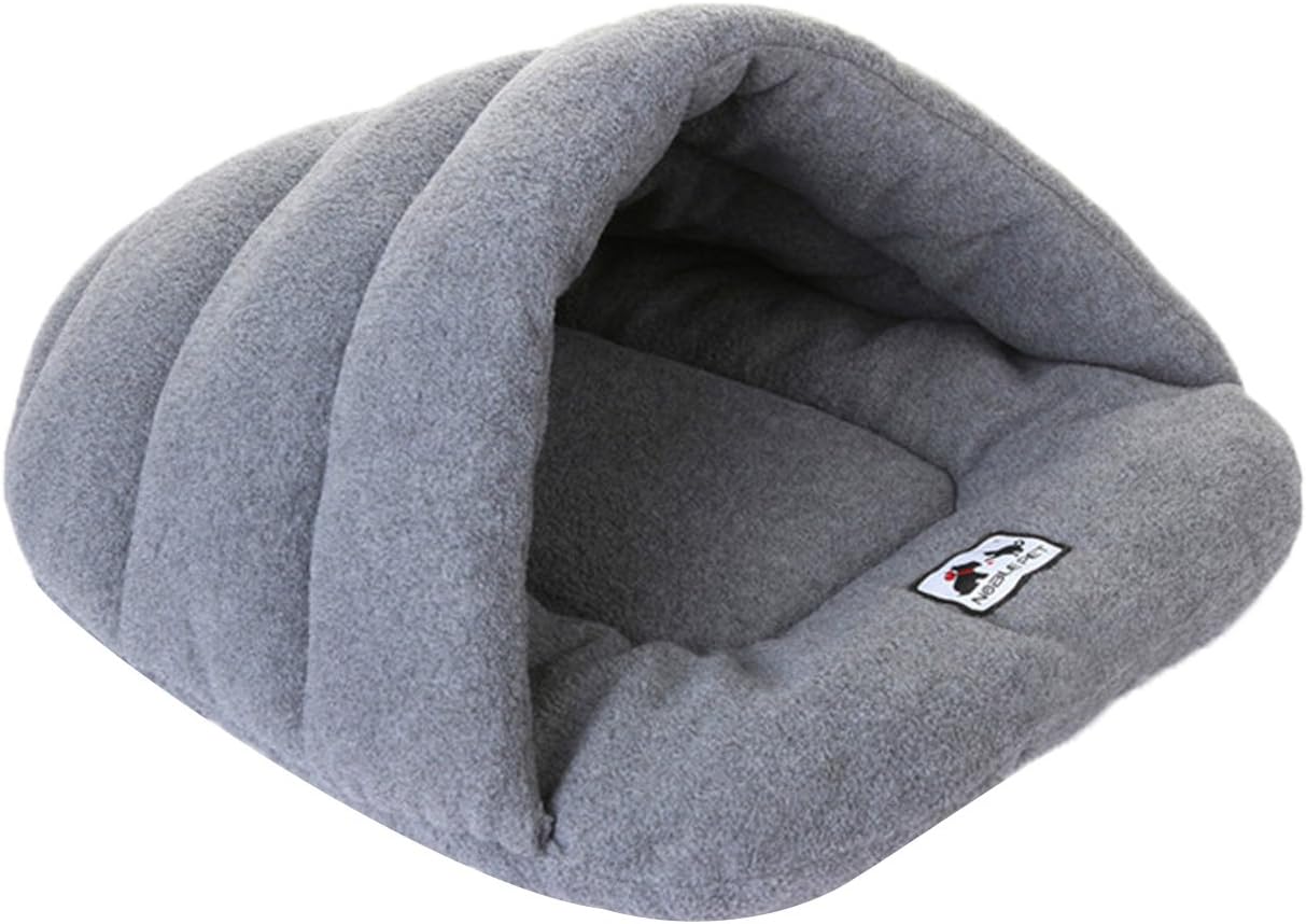 Spring Fever Textile Pet Cave and Round Hooded Portable Cushion Cat Dog Pet Bed Grey M