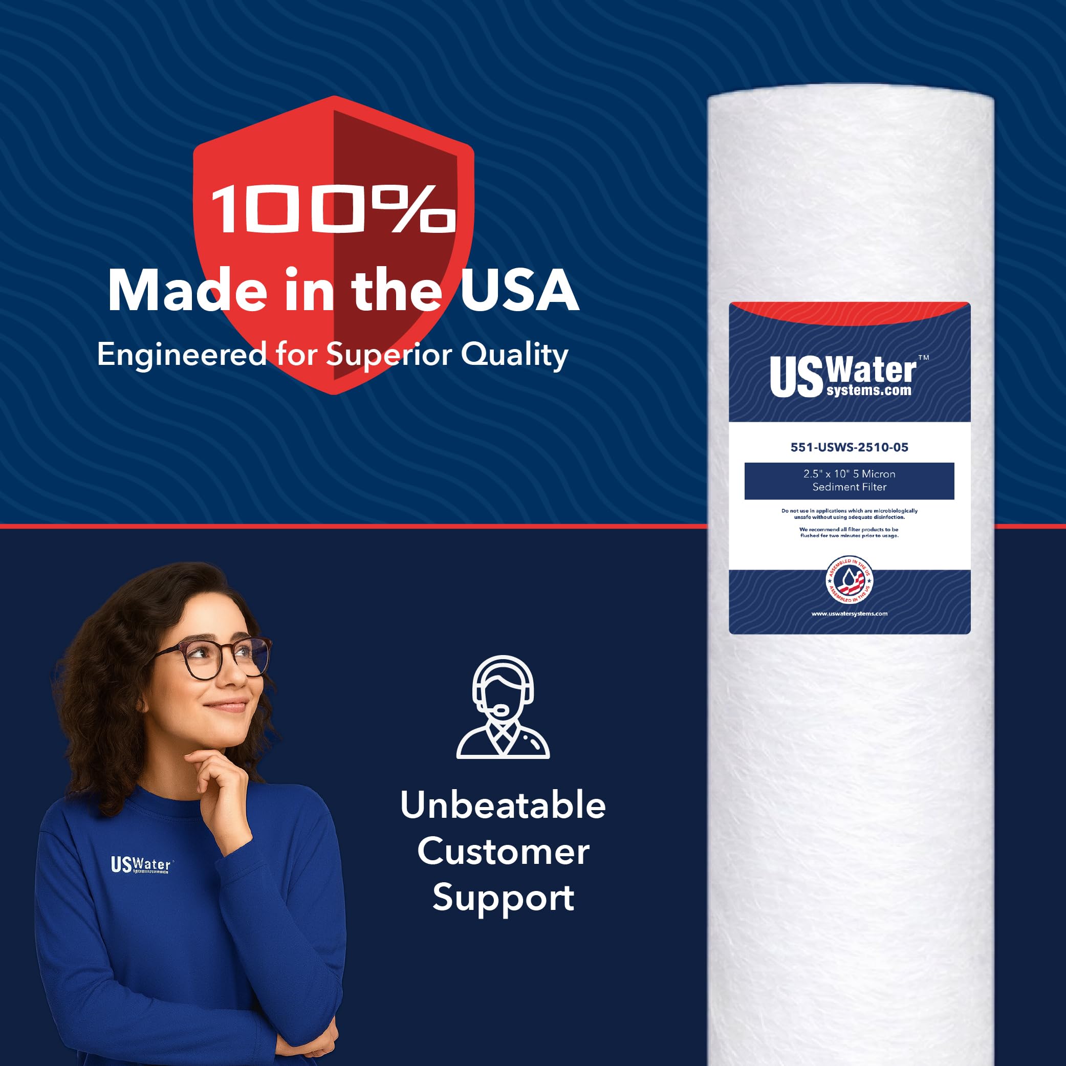 US Water Systems Spun Polypropylene Sediment Filter 5 Micron Water Filter 10 X 2 5 Water Filter Replacement — view 2