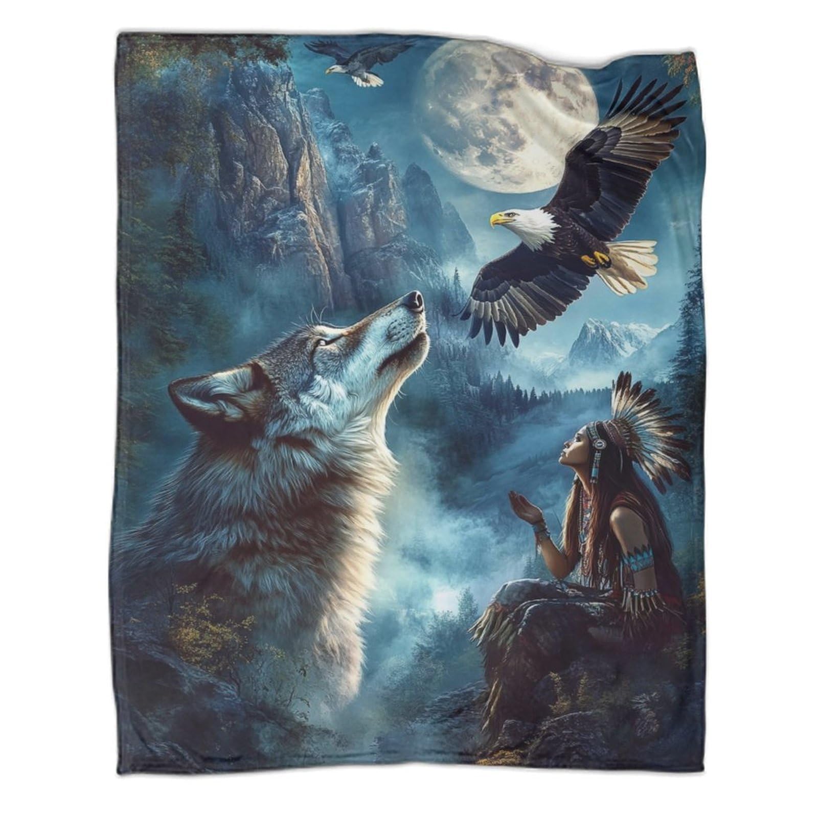 YYVKPMLXC Wolf Blanket 3D Pattern Flannel Throws Blankets Lightweight Cosy for Adults Travel 40x50inch(100x130cm)