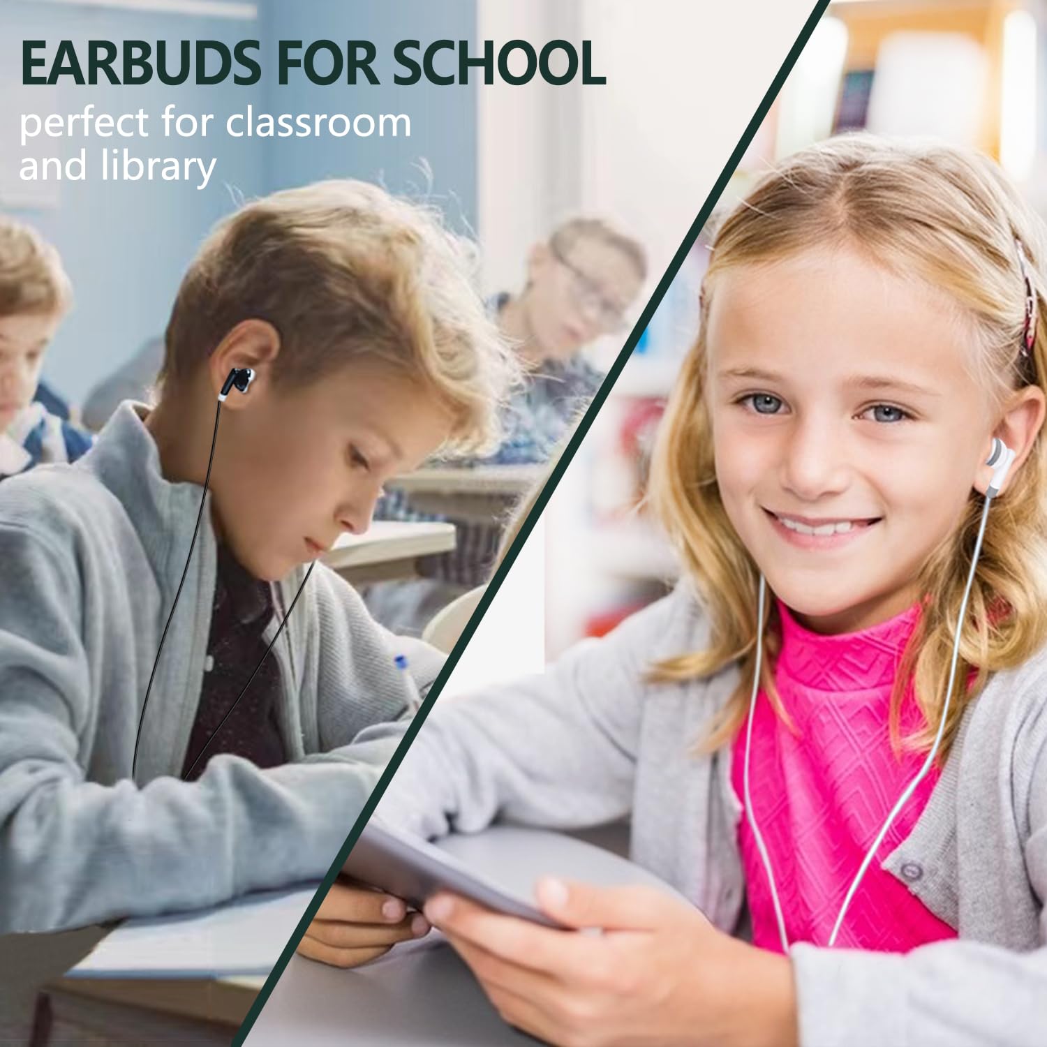 Confezione da 200 auricolari usa e getta per scuola, bambini, set di cuffie per studenti all'ingrosso (XPG101, 200 bianco)