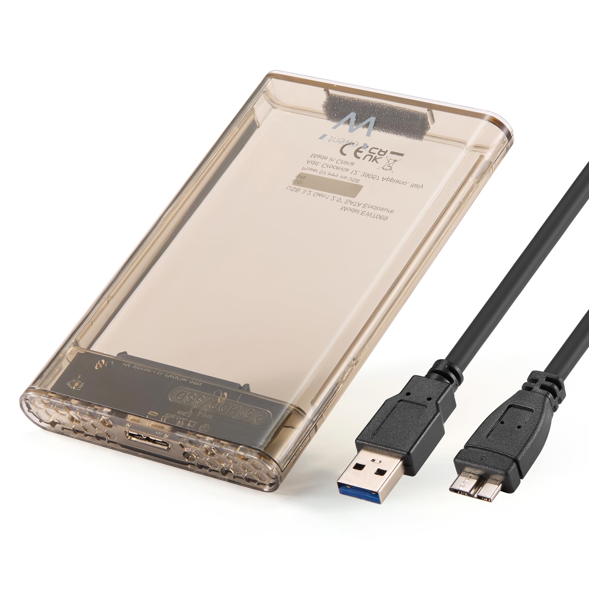 Ewent Obudowa HDD/SSD 2,5″ SATA, USB 3.2 Gen 1 (USB-A), zewnętrzna obudowa na dysk twardy 7-9,5 mm, prędkość 5 Gb/s, bez narzędzi, prędkość 5 Gbp, wskaźnik LED, do PC-Mac-PS4-Xbox, kompatybilny z