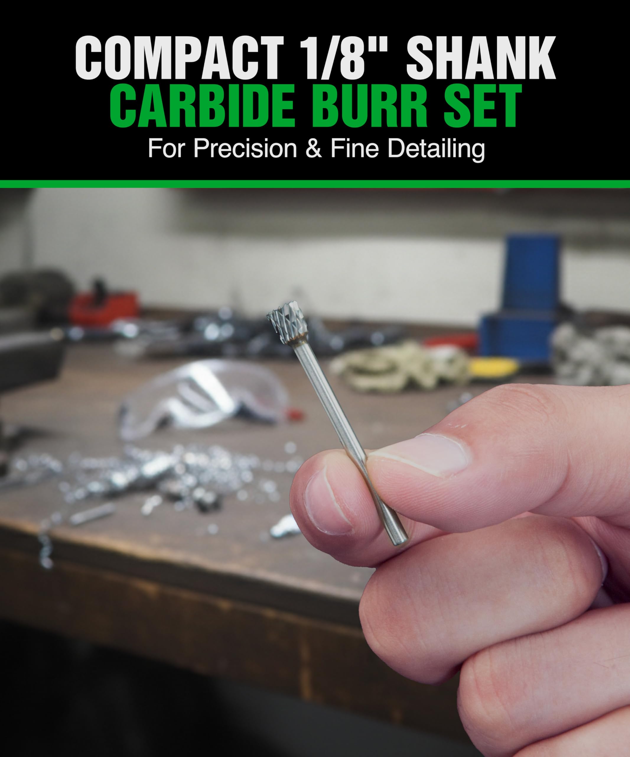 1/8 In Carbide Burr Set 20-Pc Double Cut Die Grinder Bits for Metal — Amazon image 5