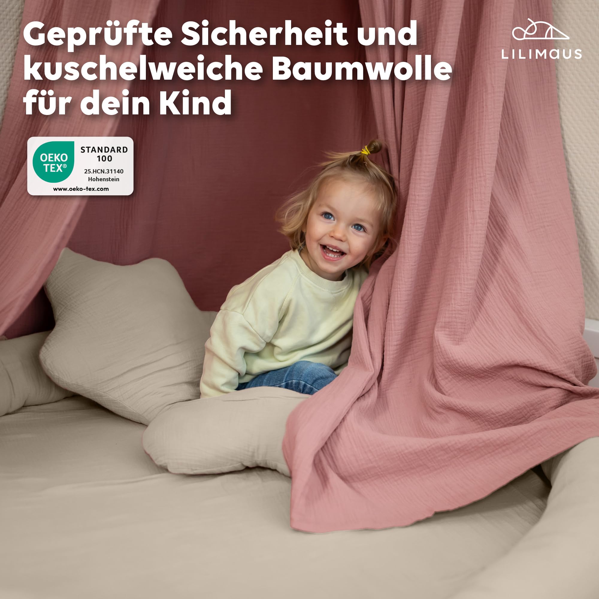 Dekokissen Kinderzimmer [Kuschel Kissen in Herz- & Sternform] - Kuschelkissen Kinder aus 100% Musselin-Baumwolle - handgenäht & weich in 12 Farben - Herzkissen Sternkissen Deko fürs Kinderbett