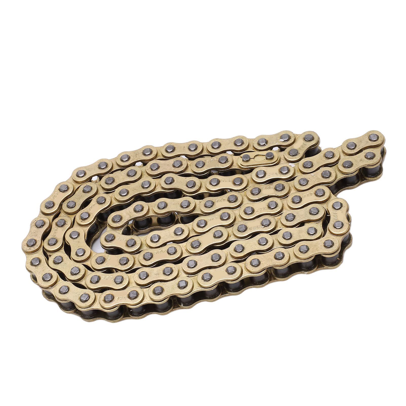 Buachois Cadena de Transmisión de Motocicleta 428, Cadena de Motocicleta de Acero Al Carbono Dorado de 104 Eslabones para Actualización de Reparación de Motocicleta ATV