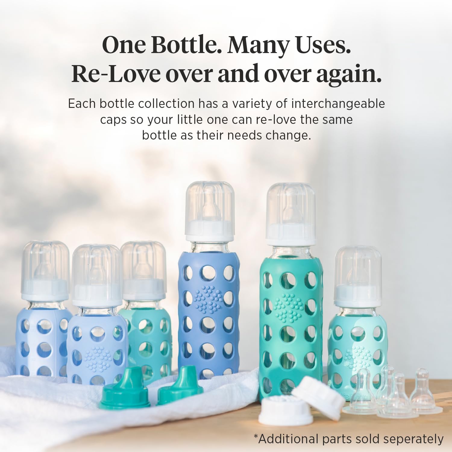 Lifefactory 9-Ounce Glass Baby Bottle with Stage 2 Nipple and Protective Silicone Sleeve Papaya (LF110019C4) - Image 7