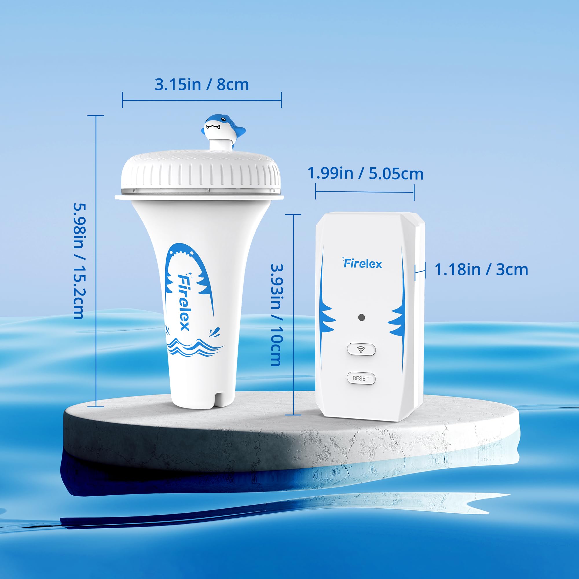 WLAN Pool Thermometer Funk Schwimmend mit Gateway, Smart App Benachrichtigung 2,4 GHz, Digitales Poolthermometer für Alexa Sprachsteuerung, Wasserthermometer für Pool, Whirlpool, Spa, Teich