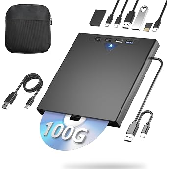2025 Innovative 100GB Blu-ray Drive, External Blu-ray Player, BD/DVD/CD Player, Supports Playback, Read/Write, High Speed and