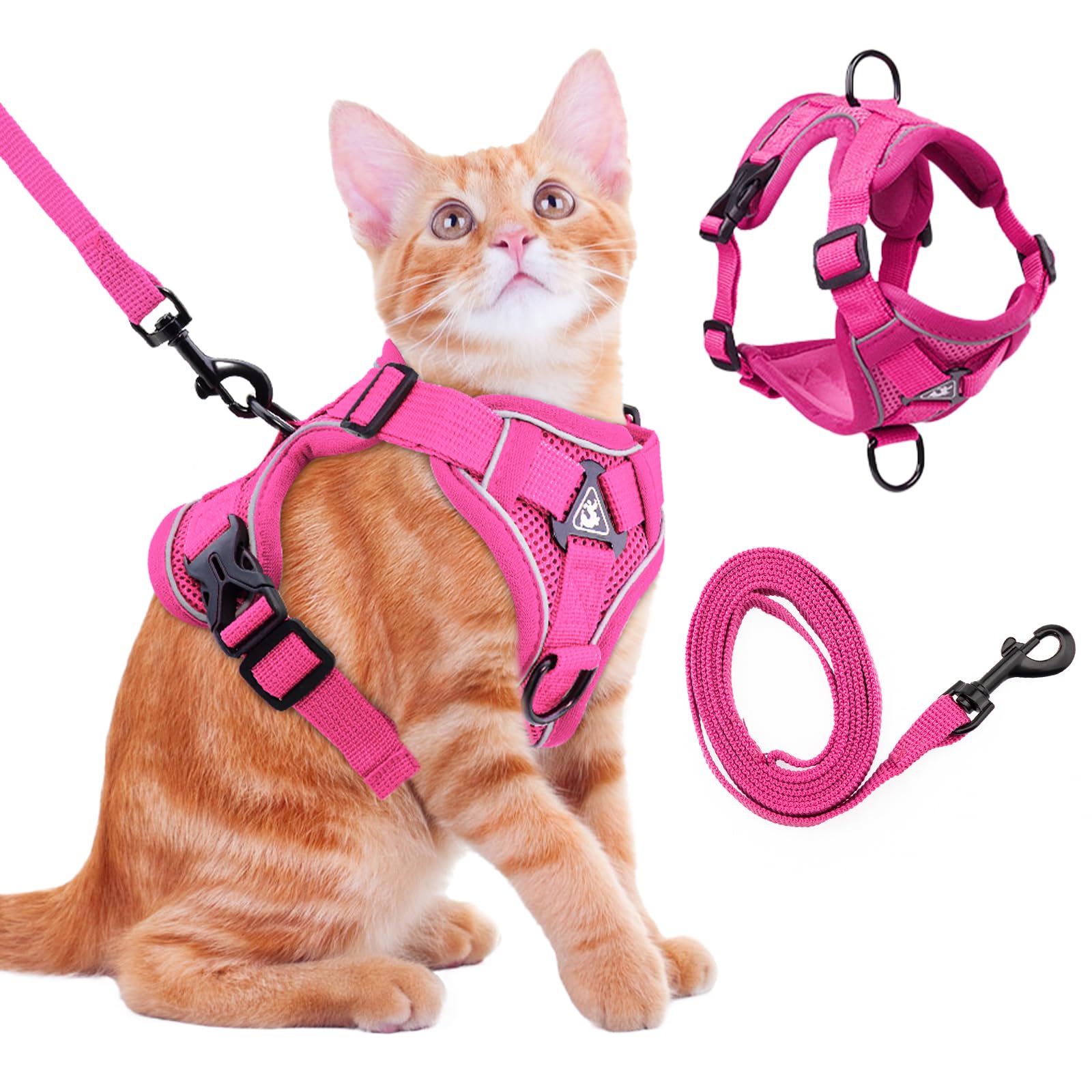 Cat Harness and Leash for Walking Soft Cat Harness Escape Proof, Adjustable Kitten Harness Cat Leash Reflective Strips Jacket, Breathable Cat Vest