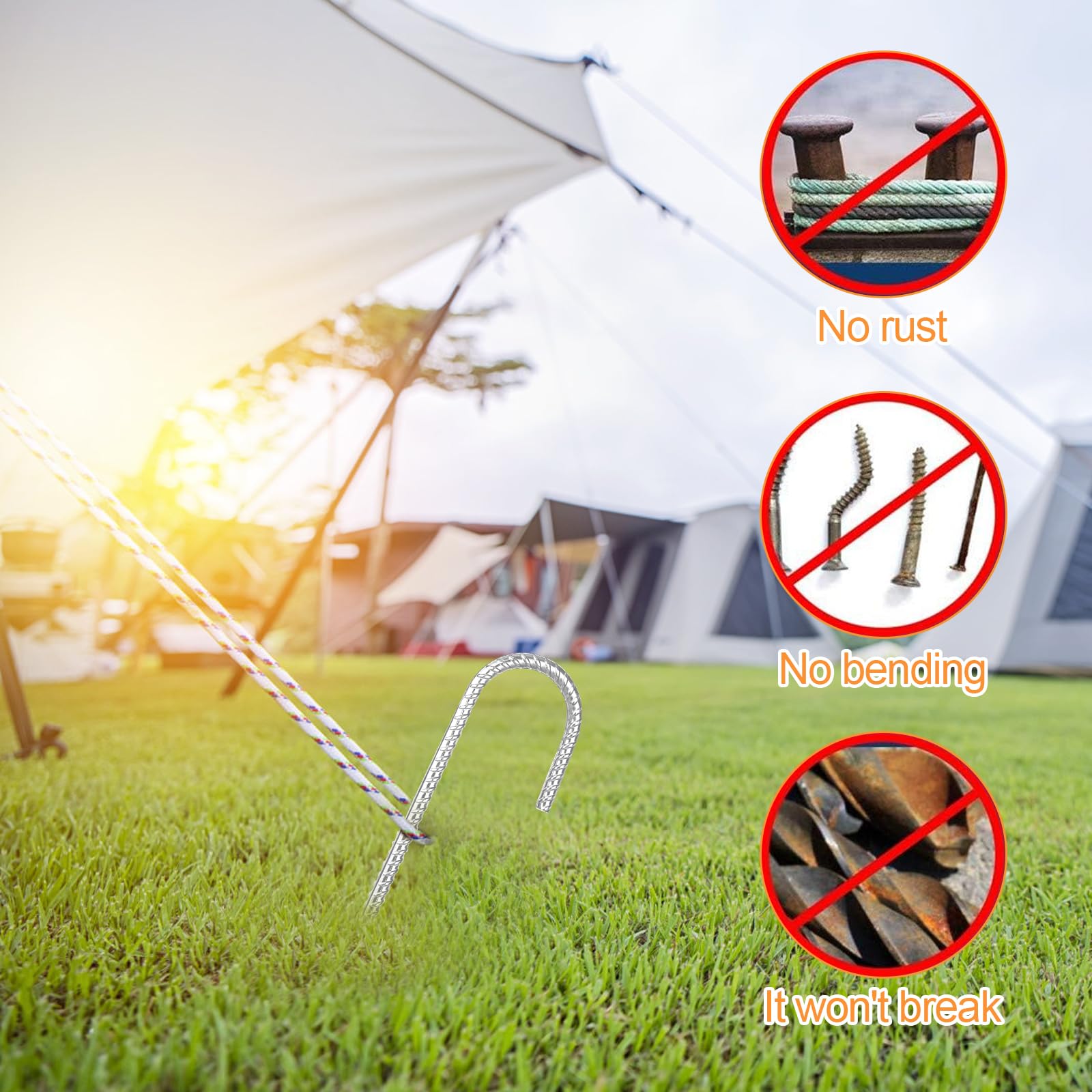 Piquets U 30cm 6 Piquets Ancrage Sol 30cm Acier Galvanisé - Pour Trampoline, Tente, Clôture Piquet De Cloture