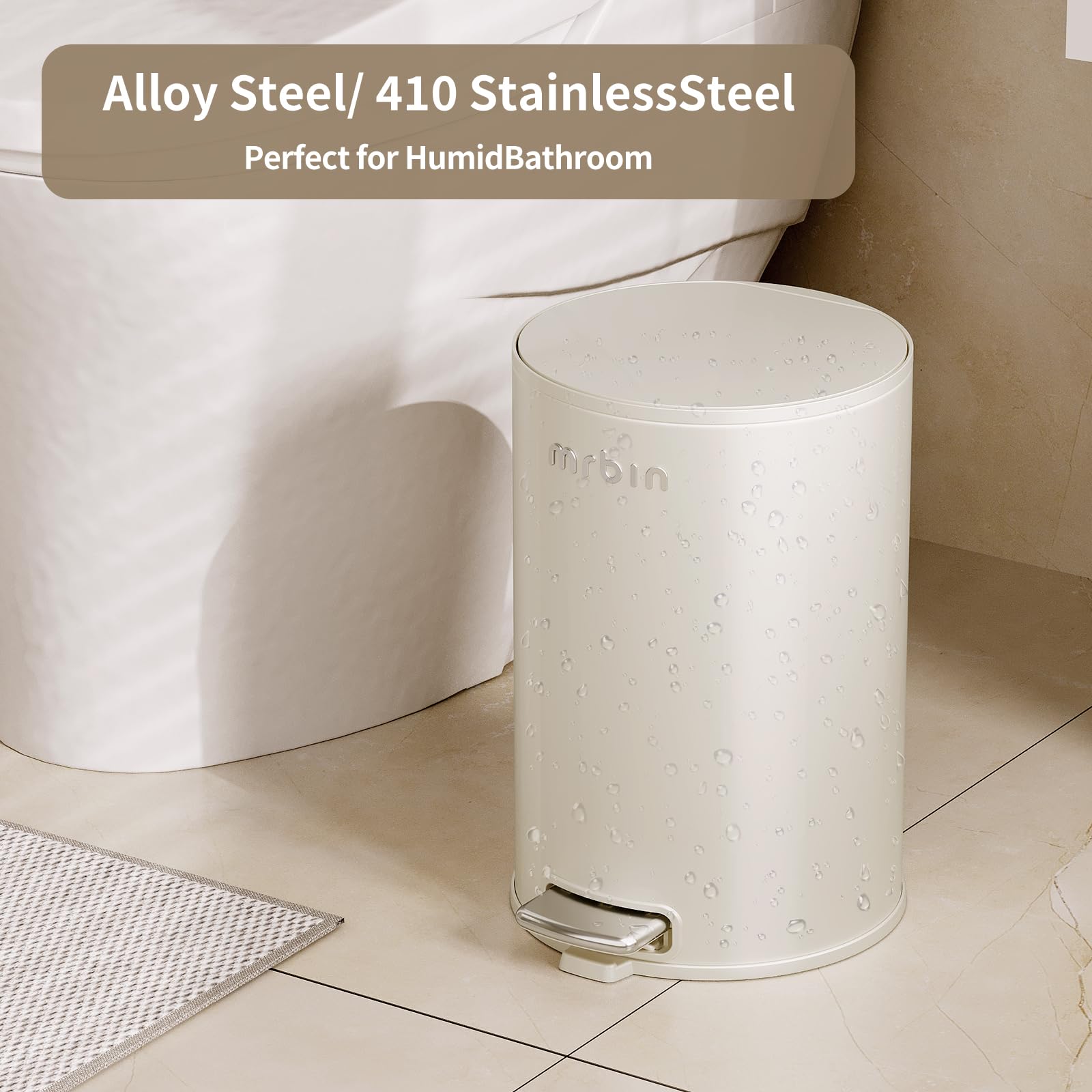 MRBIN Petite Poubelle Pour Salle De Bain, Poubelle Automatique Sans Contact Avec Couvercle, Panier Fin En Plastique De 7,6 Litres Pour Bureau Et Cuisine, Poubelle électrique à Détecteur De Mouvement