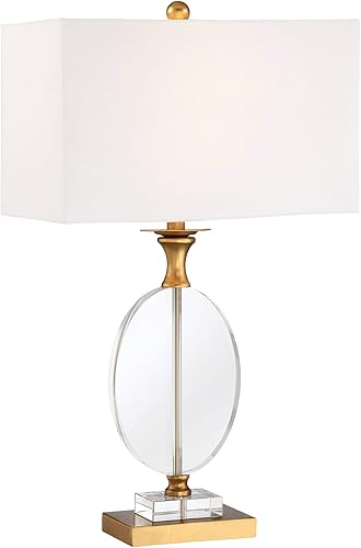 Miniatura 2 de Vienna Full Spectrum Valerie Modern Glam - Lámpara de mesa de lujo de 28 pulgadas de alto, cristal transparente dorado, tela blanca, pantalla