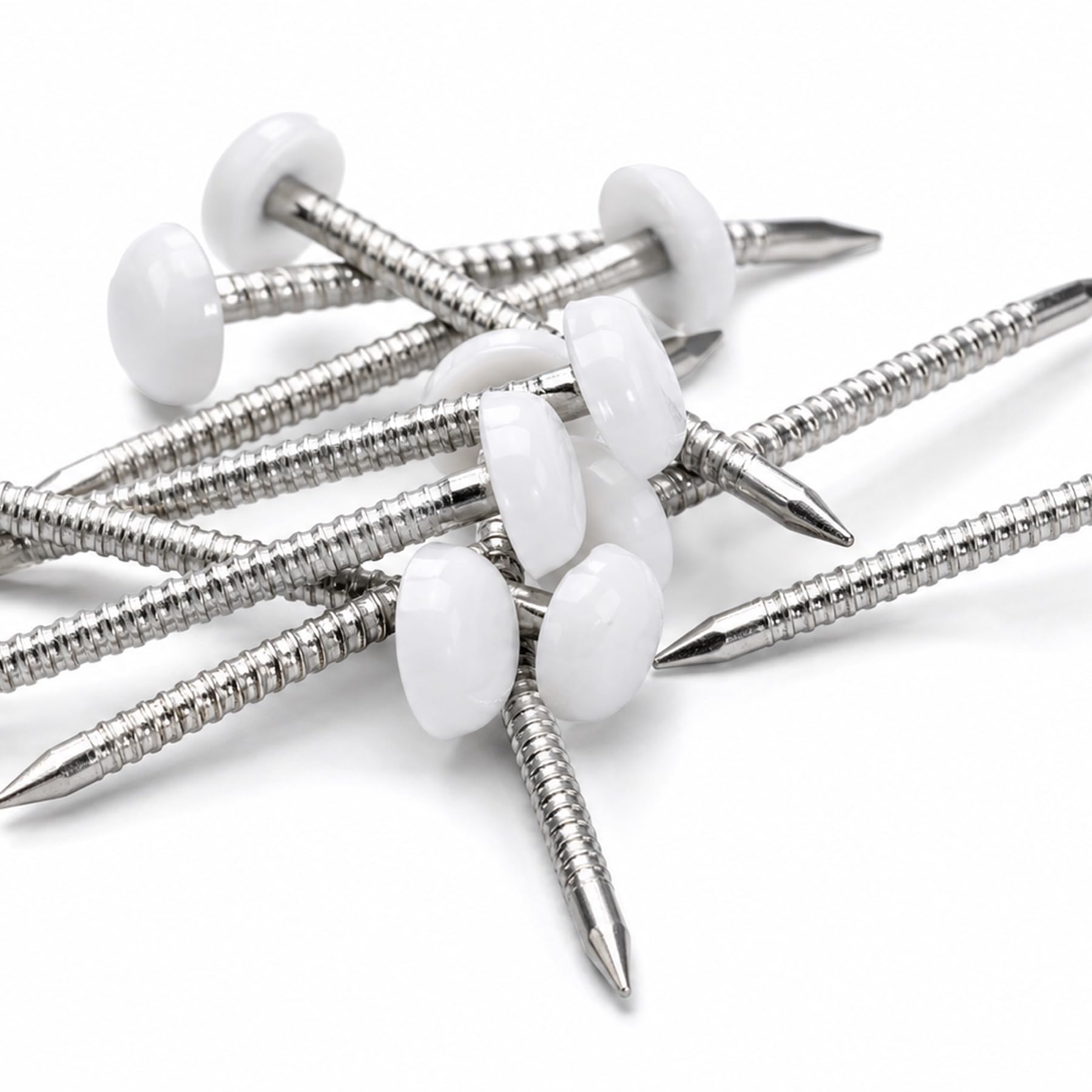 Packing Bat 30mm White Poly Top Pins, Plastic-Headed Stainless Steel Pins for uPVC Fascia, Soffit and Cladding, 250 Pack