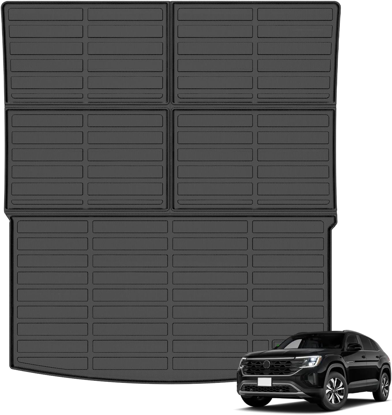 ANBINGO® Cargo Liner for 2018-2024 VW Atlas 6&7 Seat | 50/50 Split Folding Rear Seat, All Weather TPE Car Mats Waterproof Non-Slip Trunk Mat Atlas 6&7 Passenger Folding Cargo Liner