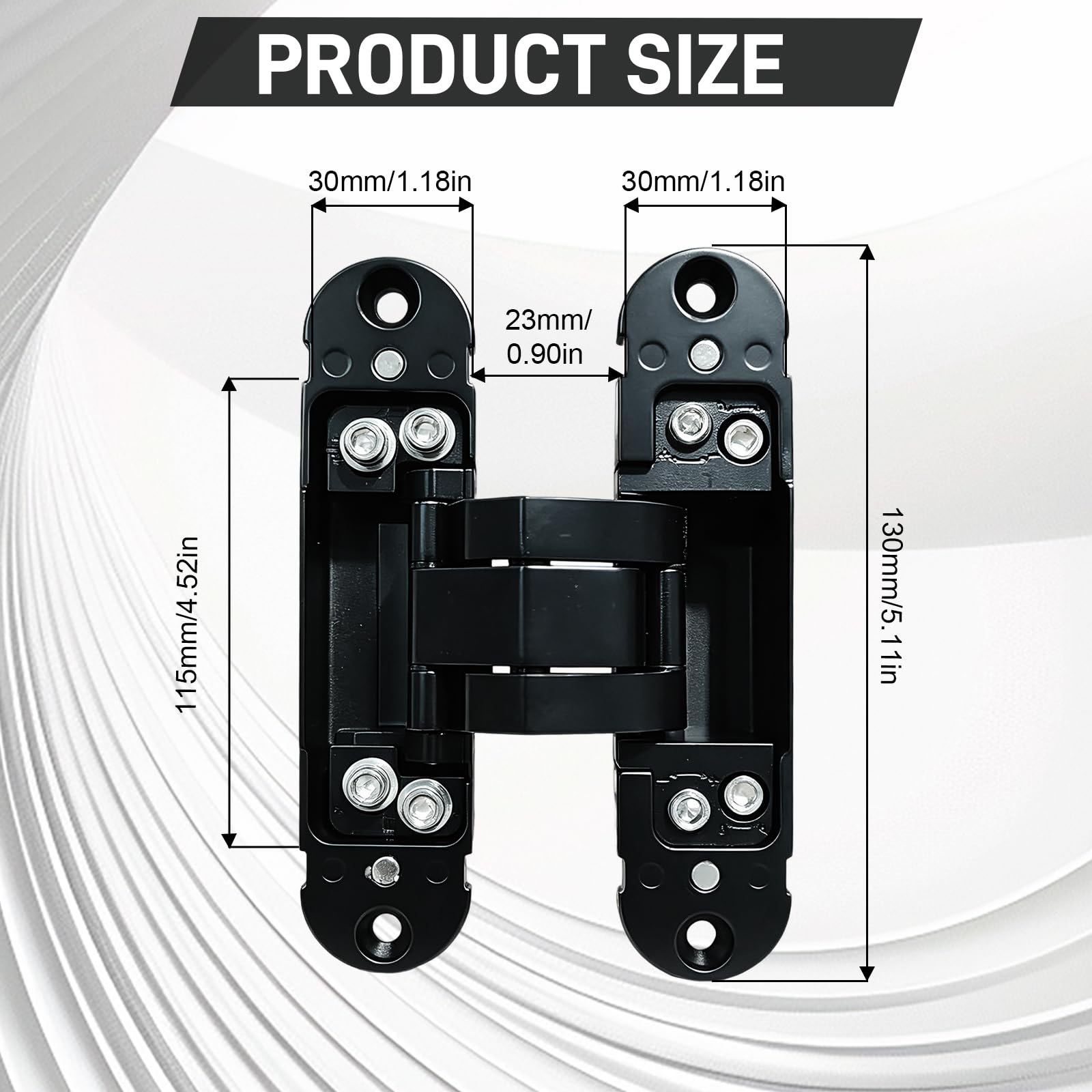 Bisagras Invisibles Puertas Interiores, 2 Pzas Bisagra Oculta Ajustable 130x30mm, Pernios de Alta Resistencia Aleación de Zinc Carga 60kg, Herrajes para Puertas de Madera Paso y Dormitorio