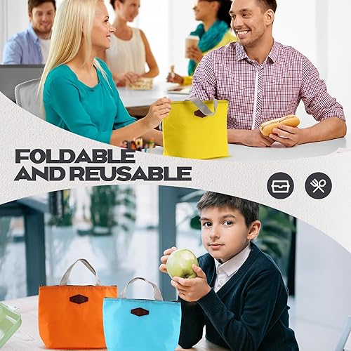 Miniatura 5 de Chunful 12 bolsas de almuerzo aisladas, bolsa de almuerzo estética, bolsa de almuerzo a granel con cremallera, térmicas, a prueba de fugas, para