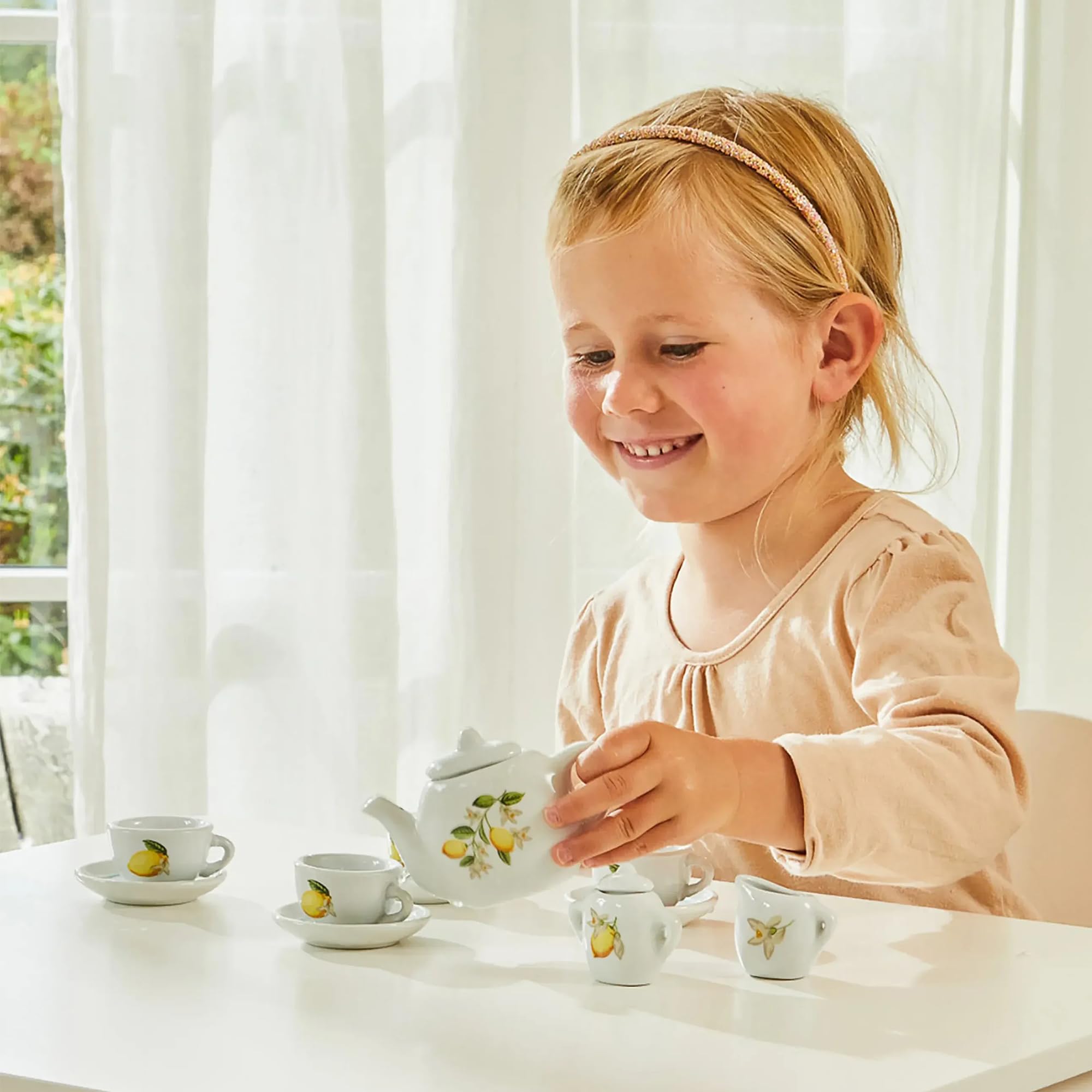 Barbo Toys 12 Piece Porcelain Tea Set Lemon Design, Yellow, enfant - Image 2