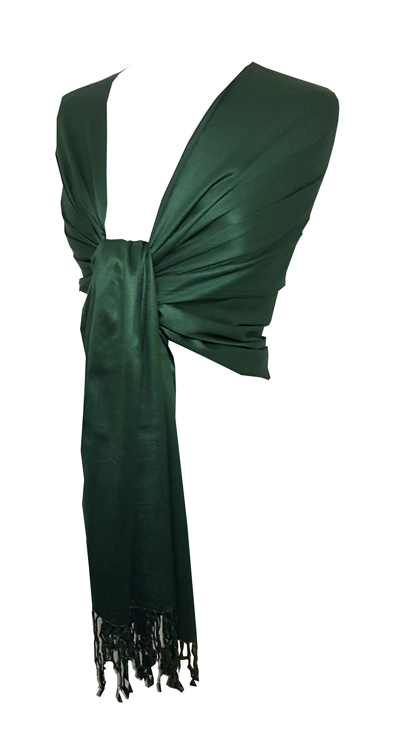 KSC New Silky Feel Pashmina Scarf Wedding Shawl Bridesmaid Scarves Party Wear Day To Evening Occasions Beautiful Colors (Bottle Green)