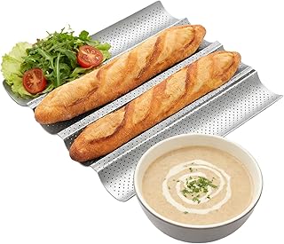食パン型 - ノンスティック 4溝付き 穴あき型 - パン焼き用 ベーキング用品,フランスパン・サンドイッチ・トースト・ペイストリー生地用 オーブントースター対応 コンコンパクト設計
