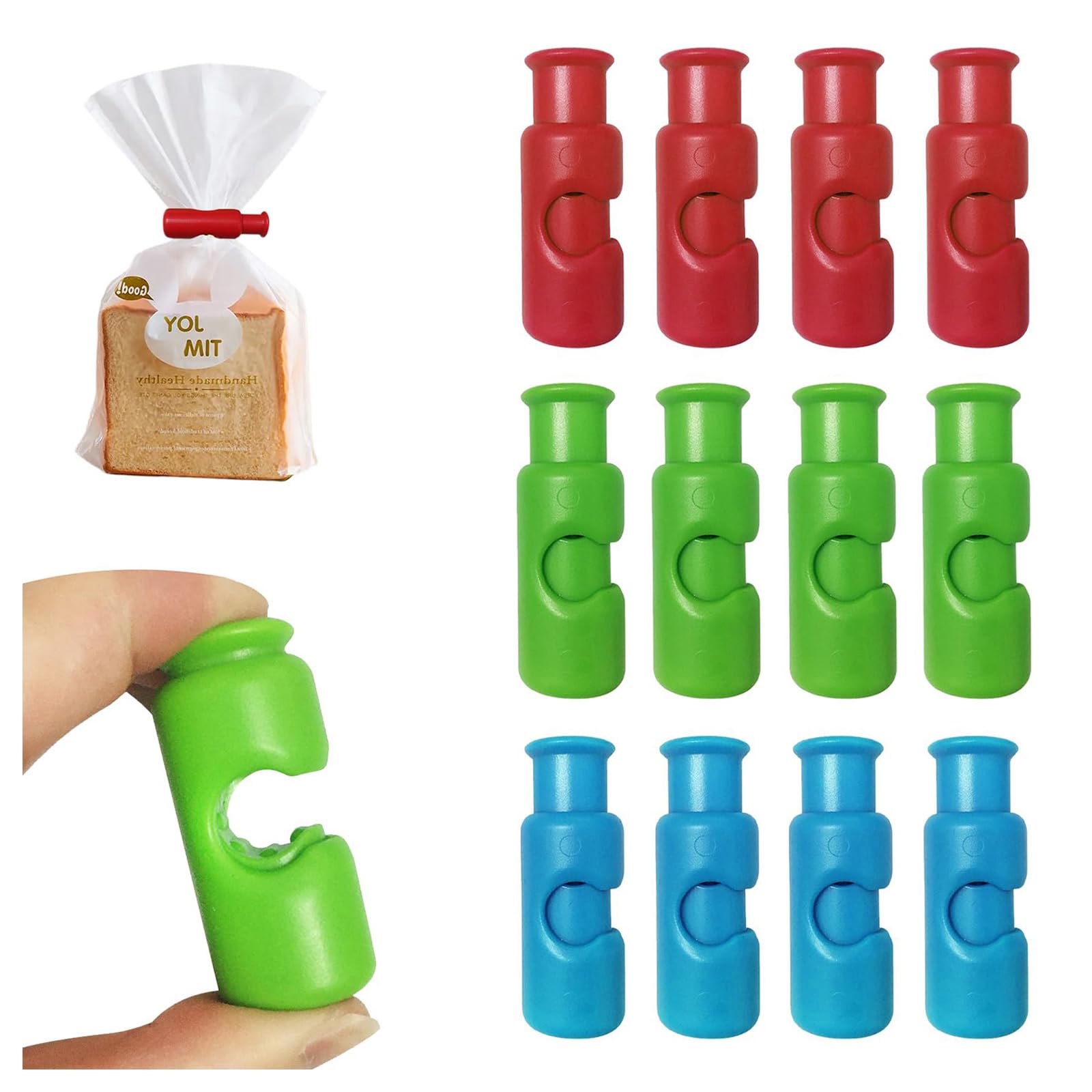 ZKXMCL 12 Pcs Bag Clips Chip Clips Food Clips, New Squeeze Clips for Chips and Other Food Bags, Grip Sticks Bag Sealers, Snack Bread Closure Clip,