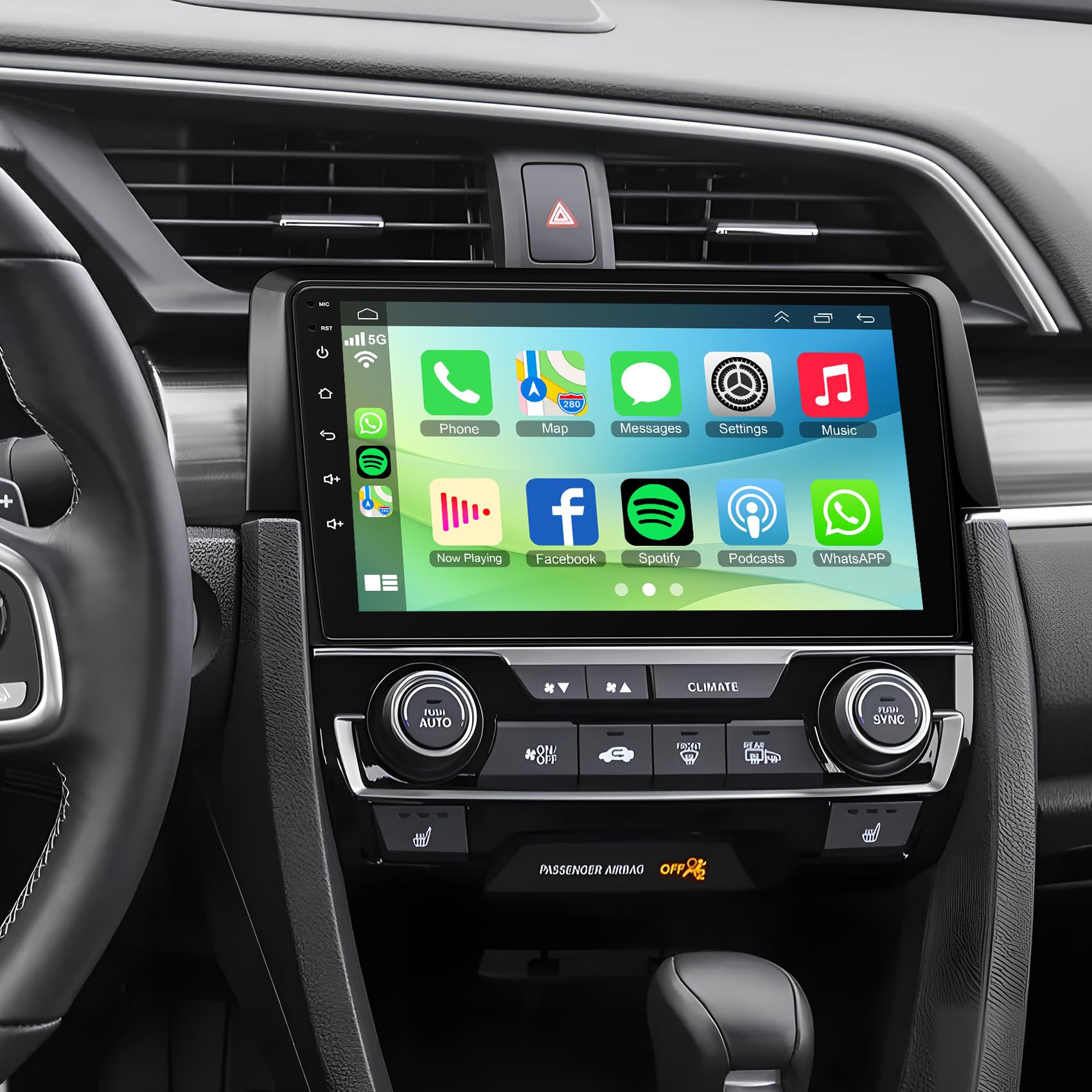 Photo 1 of 8 core 4GB+64GB Car Radio Stereo for Honda Civic 2016-2021 Built-in carplay Android Auto, 9 inch Android 14 Car Stereo Head Unit with WiFi GPS Navigation Bluetooth Steering Wheel Control