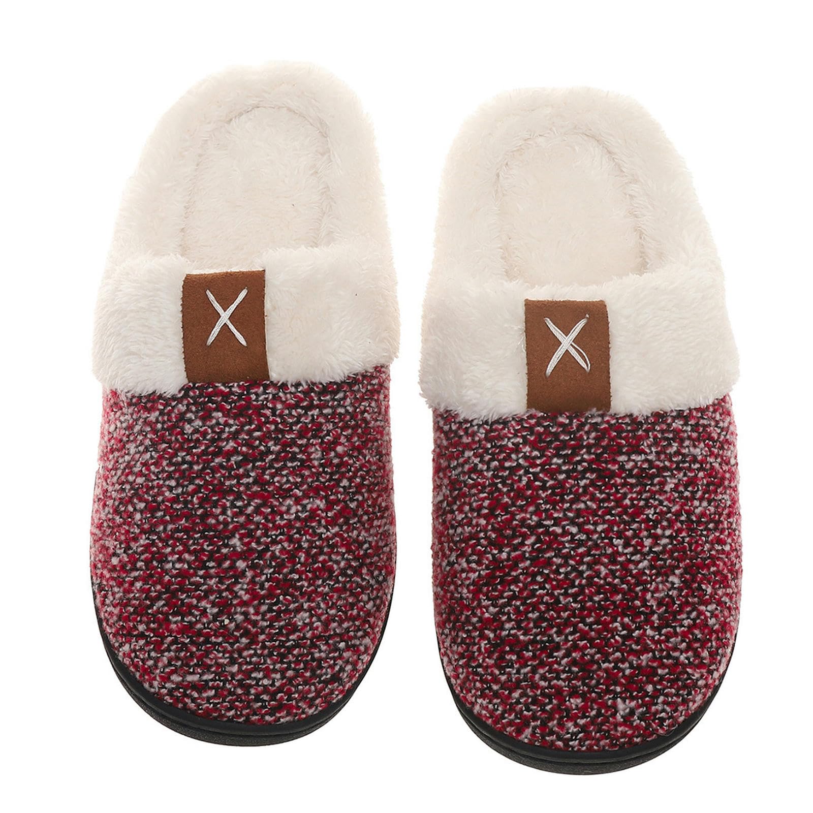 Pantofole Slifori di Peluche Autunno E Inverno Casa Inverno Pantofole di Cotone Interni Caldi Slifori di Peluche-claret-44 45