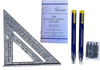 Swanson Tool Co S0101CP216 Value Pack includes 7-Inch Speed Square with Blue Book and 2-Pack AlwaysSharp Carpenter Pencils with Extra Black Graphite Replacement Tips