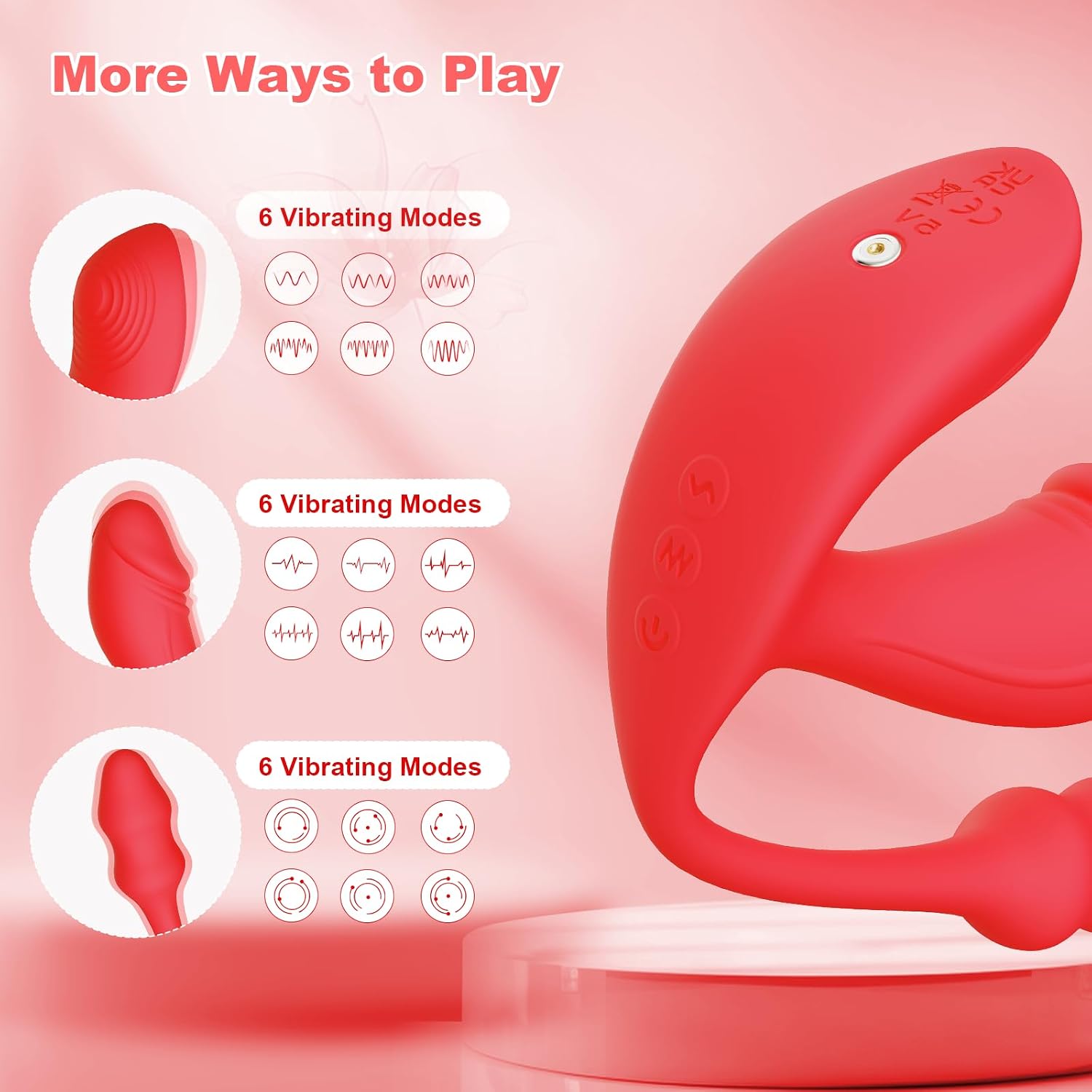 3 in 1 Remote Wearable Vibrator, Butterfly Sex Toys for Women, Red