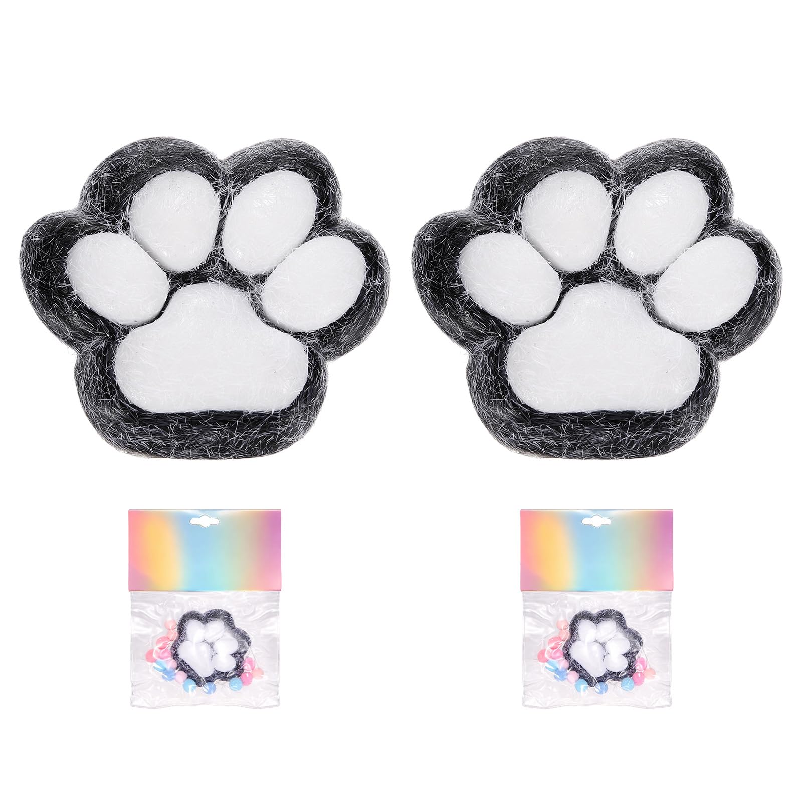 sourcing map 2.4 Inch Cat Paw Squeeze Toy, Cute Cat Paw Sensory Toy Soft Funny Fidget Toy Perfect for Stress Relieving, Party Favors & Birthday Gifts (Black, 2pcs)