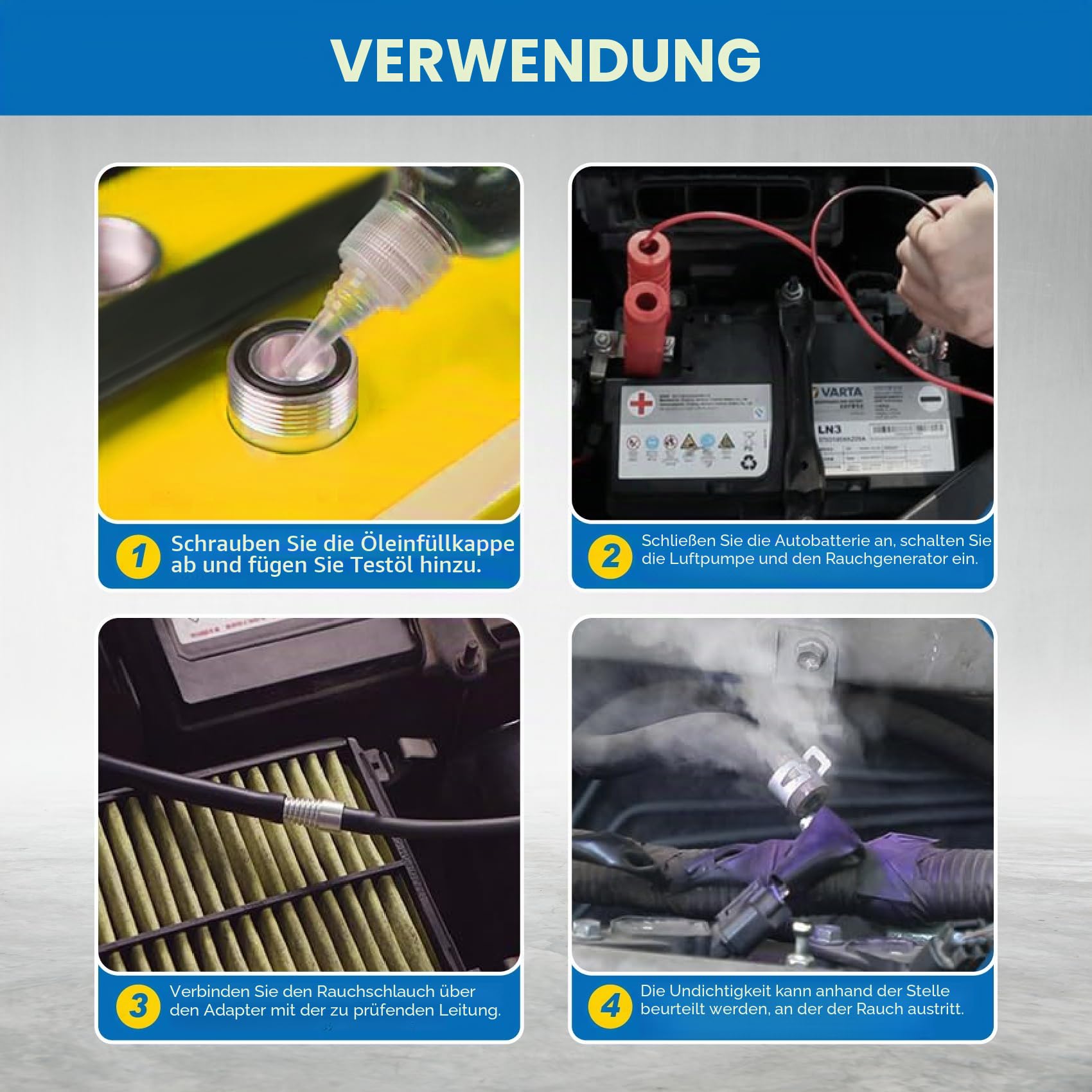 KFZ Rauchmaschine-Nebelmaschine Vakuum Rauch Diagnosegerät Rauchleckdetektor EVAP 12V für kraftstoffsystem Leitungsrohrsysteme (Testöl: Babyöl)