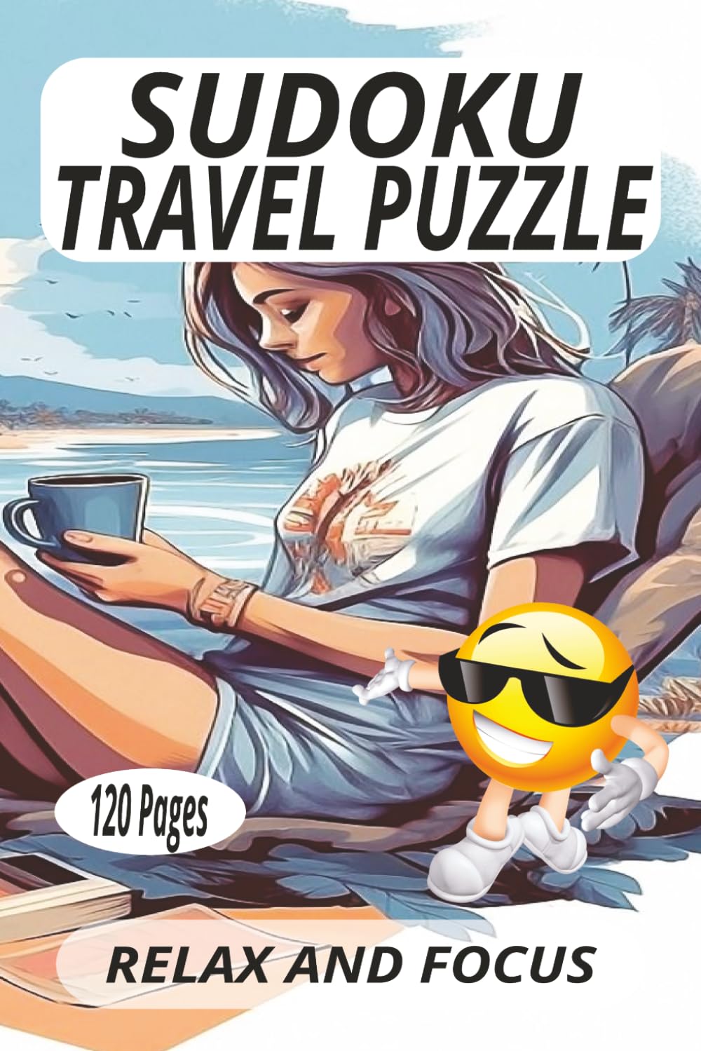 SUDOKU TRAVEL PUZZLE: Sudoku puzzles relax and focus, easy to read. Great gift. 6x9 Inches , 120 pages, 60 puzzles plus solutions