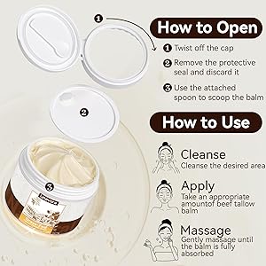 Linavora Tallow and Honey Balm Natural Moisturizer with Grass-Fed Beef Tallow for Skin, Honey, Vitamin E Unscented, 4oz Ideal for Face & Body Care