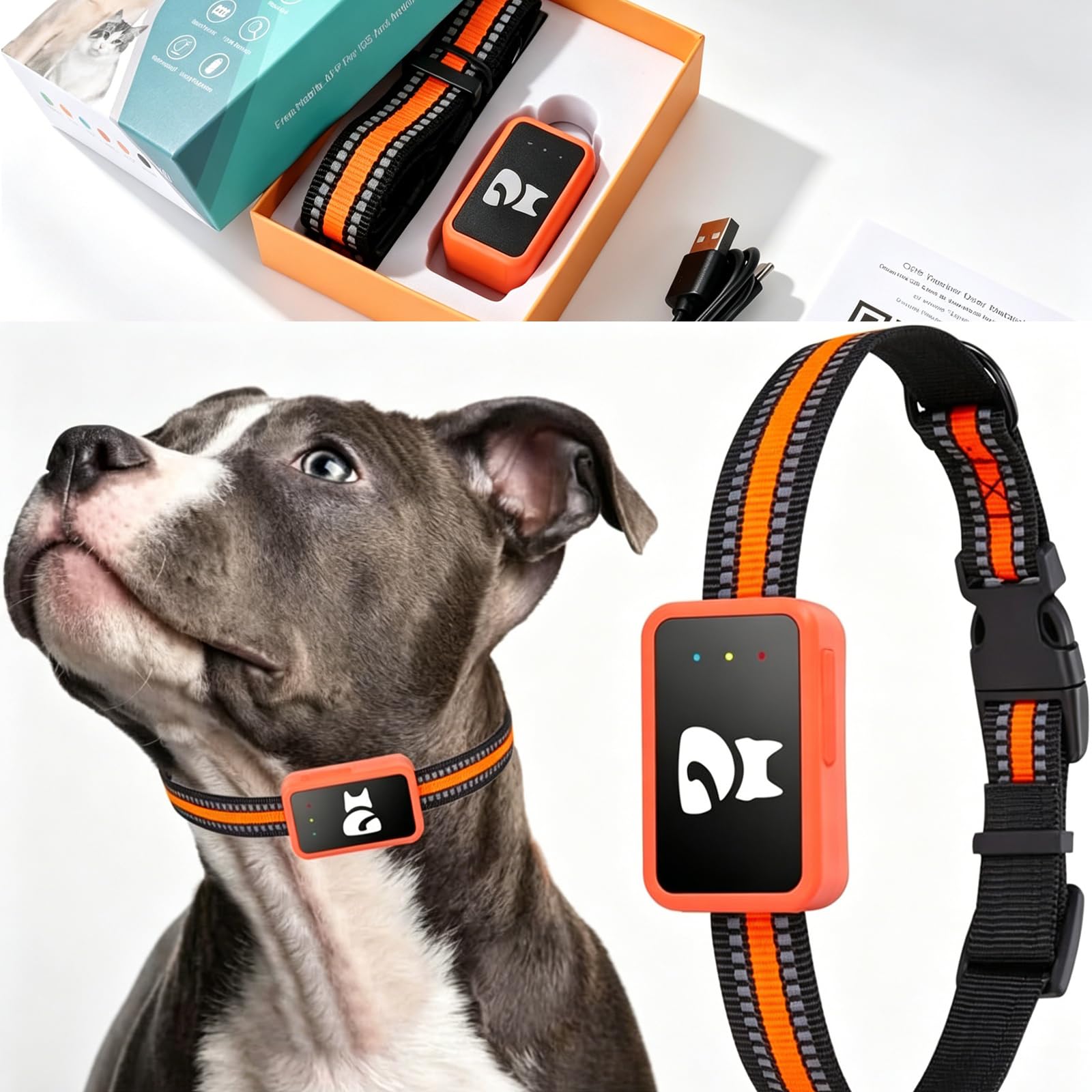 Rastreador GPS Impermeable para Mascotas, Localizador Antipérdida Red Completa, Seguimiento En Tiempo Real, Collar De Seguridad Ajustable, Compatible Tarjeta SIM 4G
