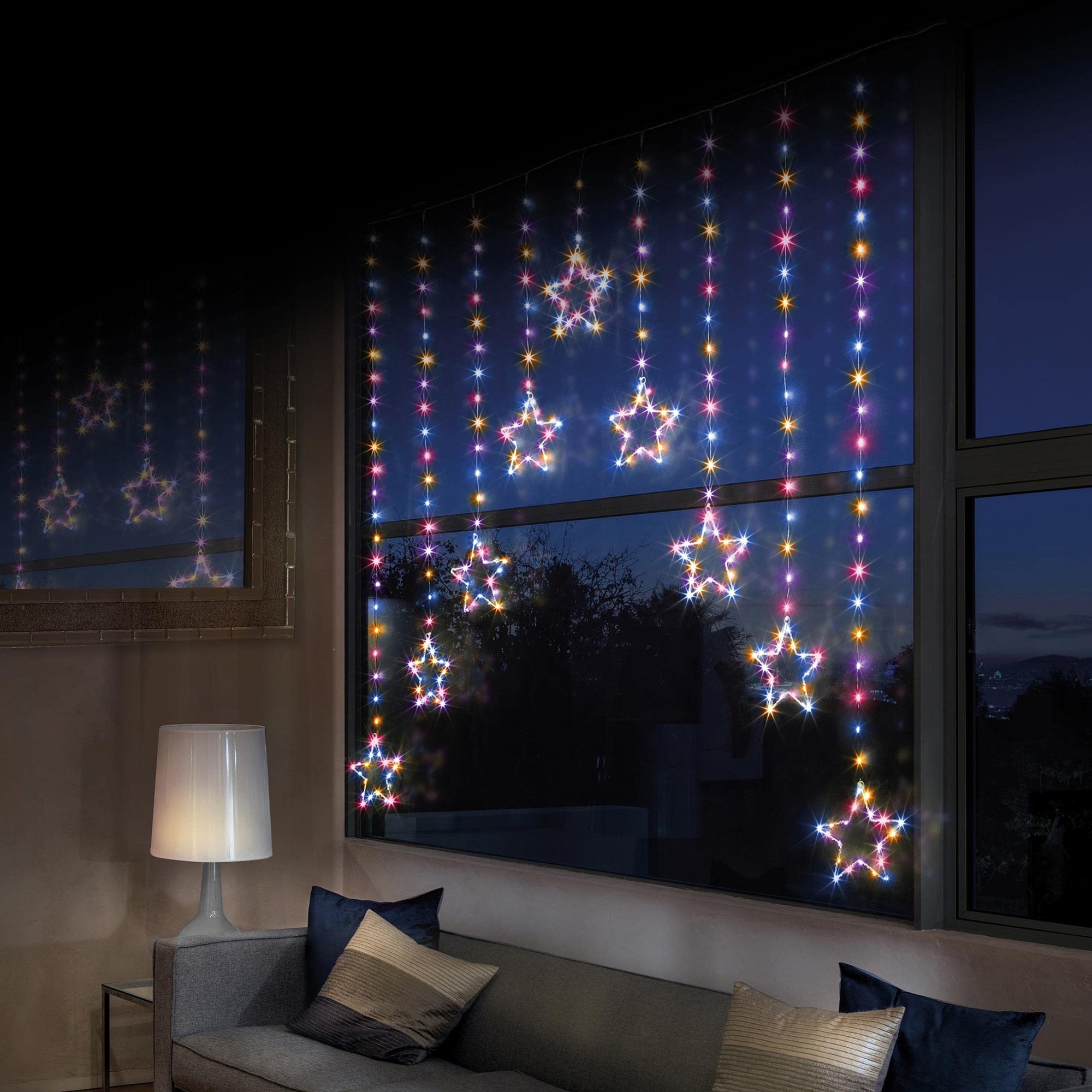 Premier Decorations Limited Led Star Curtain Light Rainbow Premier Christmas Window Net Light 1.2M X 1.2M from B&Q