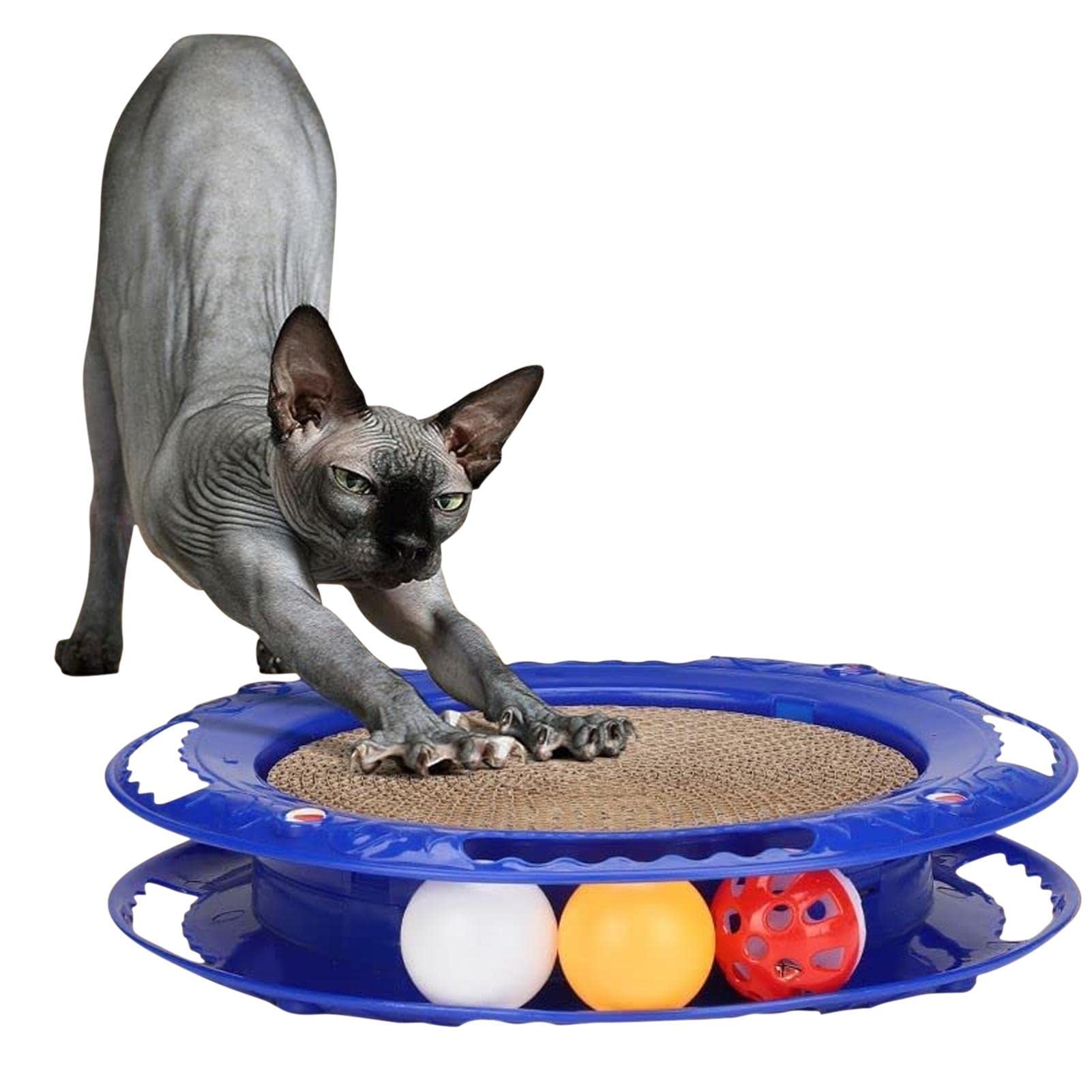 SACA Cat Scratcher Toy with Ball,Scratch-resistant Round Cardboard Cat Toy  Durable Cat Scratcher Toy Refill, Training Cat Toy for Flapping, Hitting