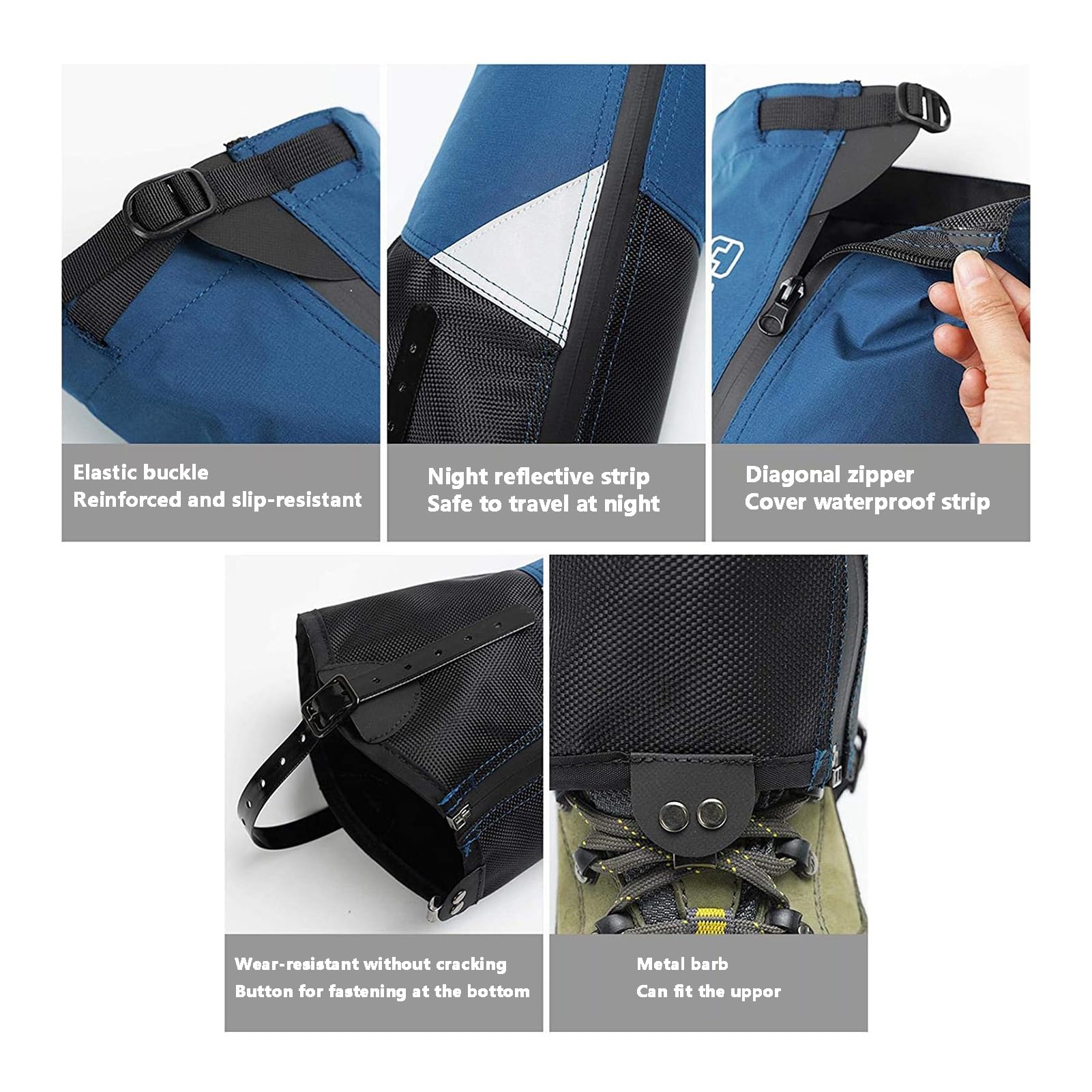 Polainas for Exteriores, Cubierta Ajustable for piernas for Senderismo, for Senderismo en Barro, y Nieve, Caza, Escalada de montaña o Raquetas de Nieve, Unisex(Blue)