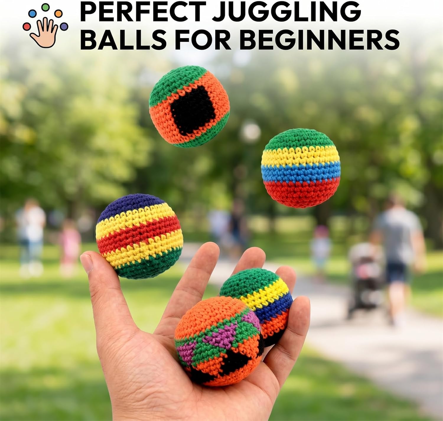 6PCS Hand-Made Knitted Footbag Sack,Assorted Foot Bag Crochet Hacky Ball for Adults,Juggling Balls for Beginners,Multicolored Geometric Pattern Crochet Footbag for Playing Games Party (12pcs)