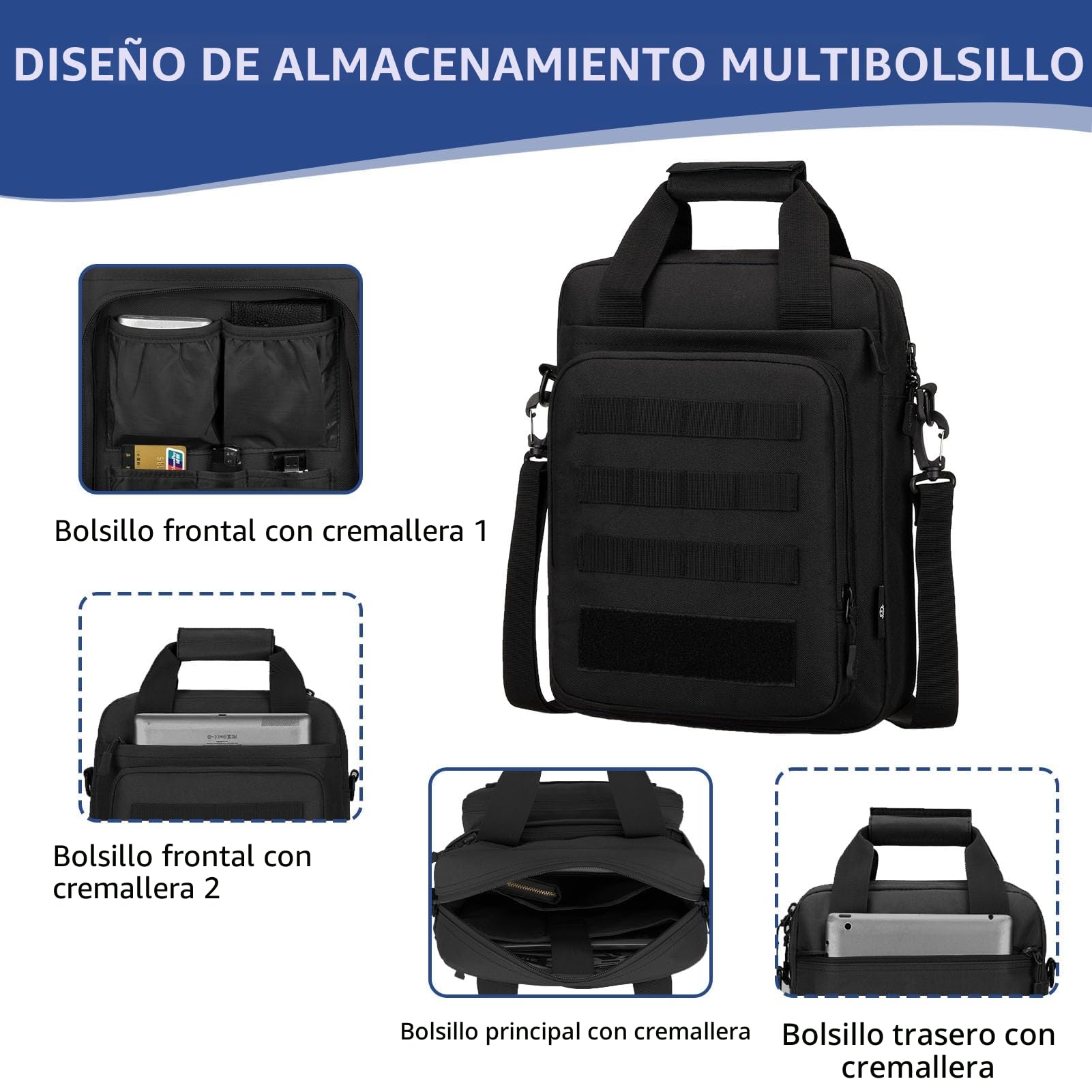 ZHIERNA Táctical Bolso Bandolera Táctico para Hombre Bolsa de Hombro Bolsa de Mensajero Impermeable Bolsa de Pecho Molle Oxford Bolso para Trabajo Cazar Acampada Camping Senderismo Trekking