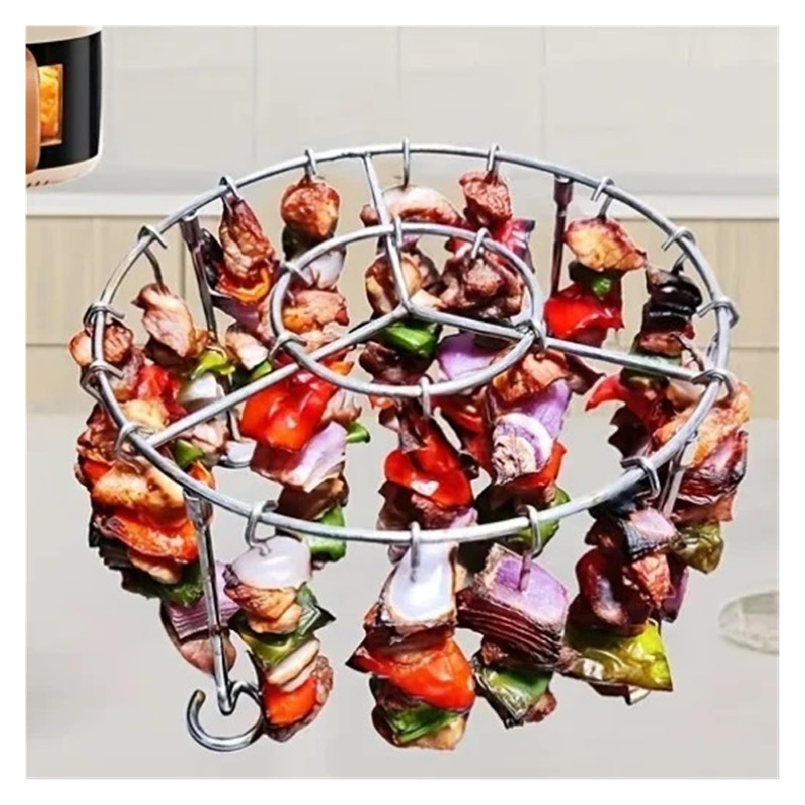 Genérico Parrilla Vertical de Acero Inoxidable for freidora de Aire | 23 brochetas, for 3,2-5,5 cuartos, multiusos, duraderas