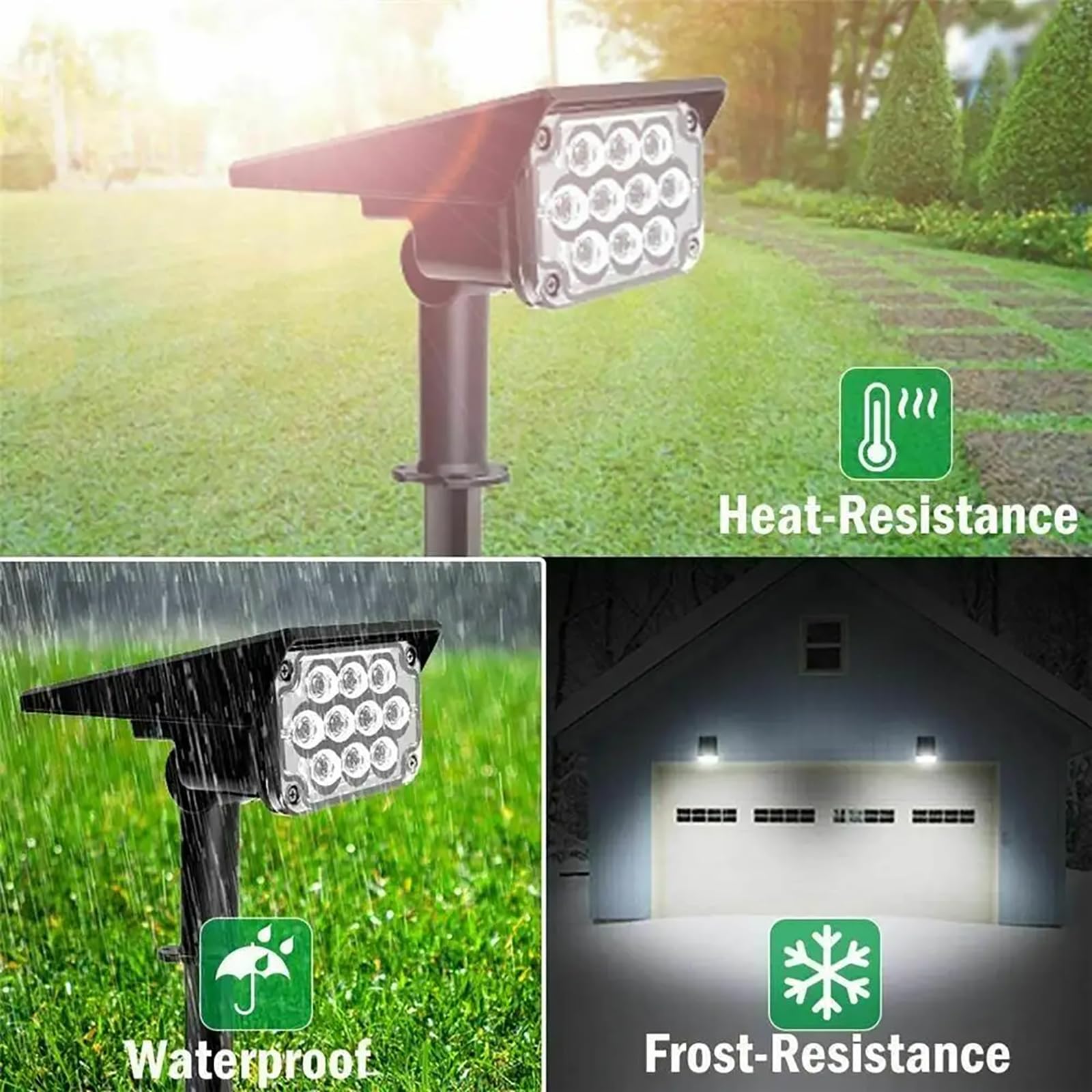 ZbOLi Confezione da 2 faretti solari a LED Impermeabili IP65 per Esterni, accensione/spegnimento Automatico da Incasso a Terra/Parete, per Giardino, Patio, vialetto, Stagno, terrazza