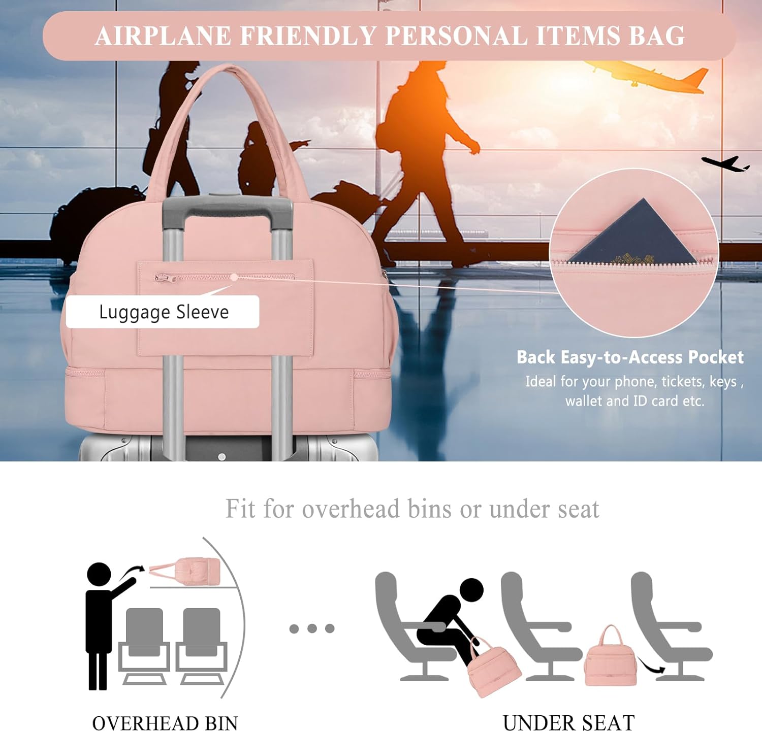 Travel Duffle bag for Women, Weekender Overnight Bags with Shoe Compartment, Carry on Travel Tote Gym Duffel Bag for Women