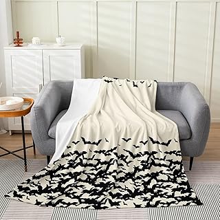 Erosebridal Bats Blanket Queen Inch Halloween Throw Blanket Black Horror Wild Animals Fleece Blanket Flying Mysterious Birds Wildlife Bedroom Decor Fuzzy Blanket for Kids Boys Girls Teens