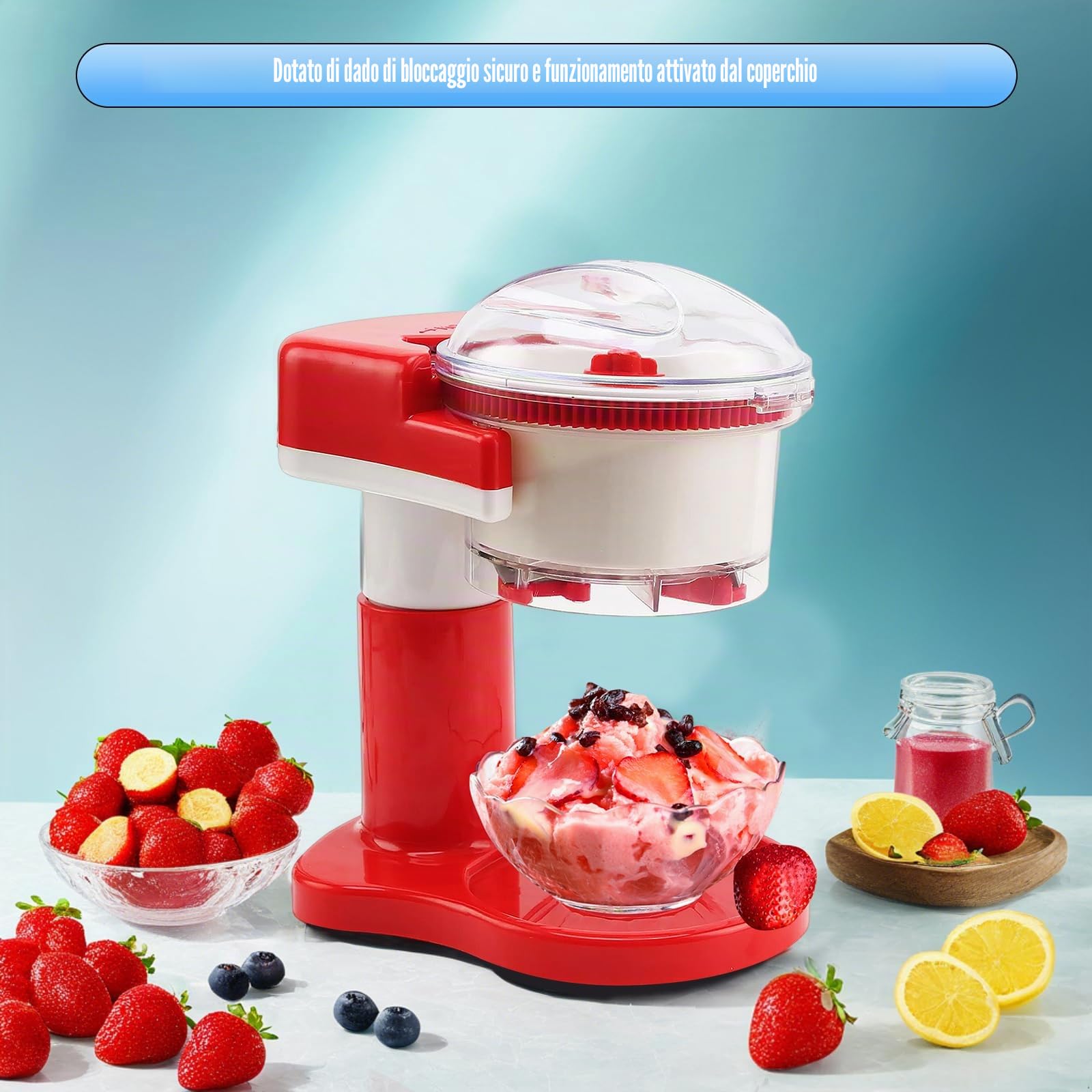 Trituratore elettrico per ghiaccio rasato, 500 ml, macchina compatta per cubetti di ghiaccio per palle di neve fatte in casa, cocktail frappe caffè, tè freddo, macchina per cubetti di ghiaccio per